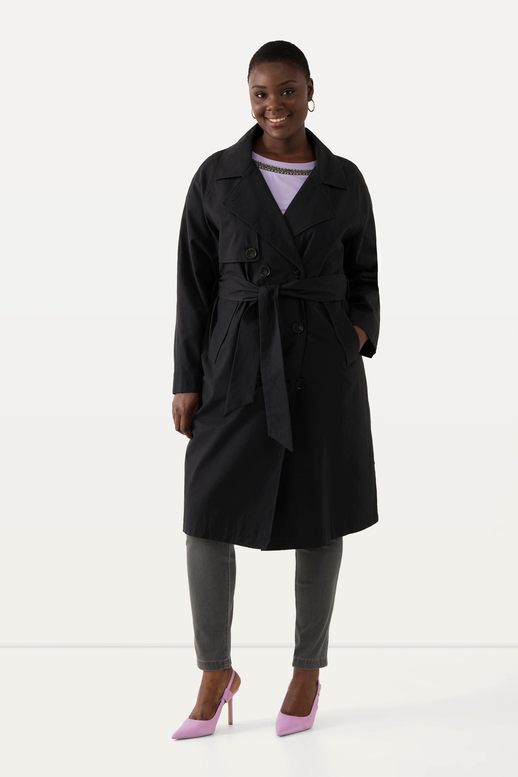 Wintermantel Trenchcoat Reverskragen Koller Acetatfutter