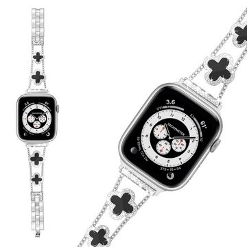 Diida Smartwatch-Armband Uhrenarmband, Watch Band, Band für Apple Watch, Silber+Schwarz, für iWatch, Uhrenarmband Serie 1,2,3,4,5,6,7,8, Armband