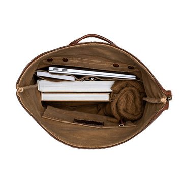 DRAKENSBERG Wanderrucksack Roll-Top »Adam« Khaki-Sand, wetterfester Vintage Rucksack aus gewachstem Canvas und Leder, robust