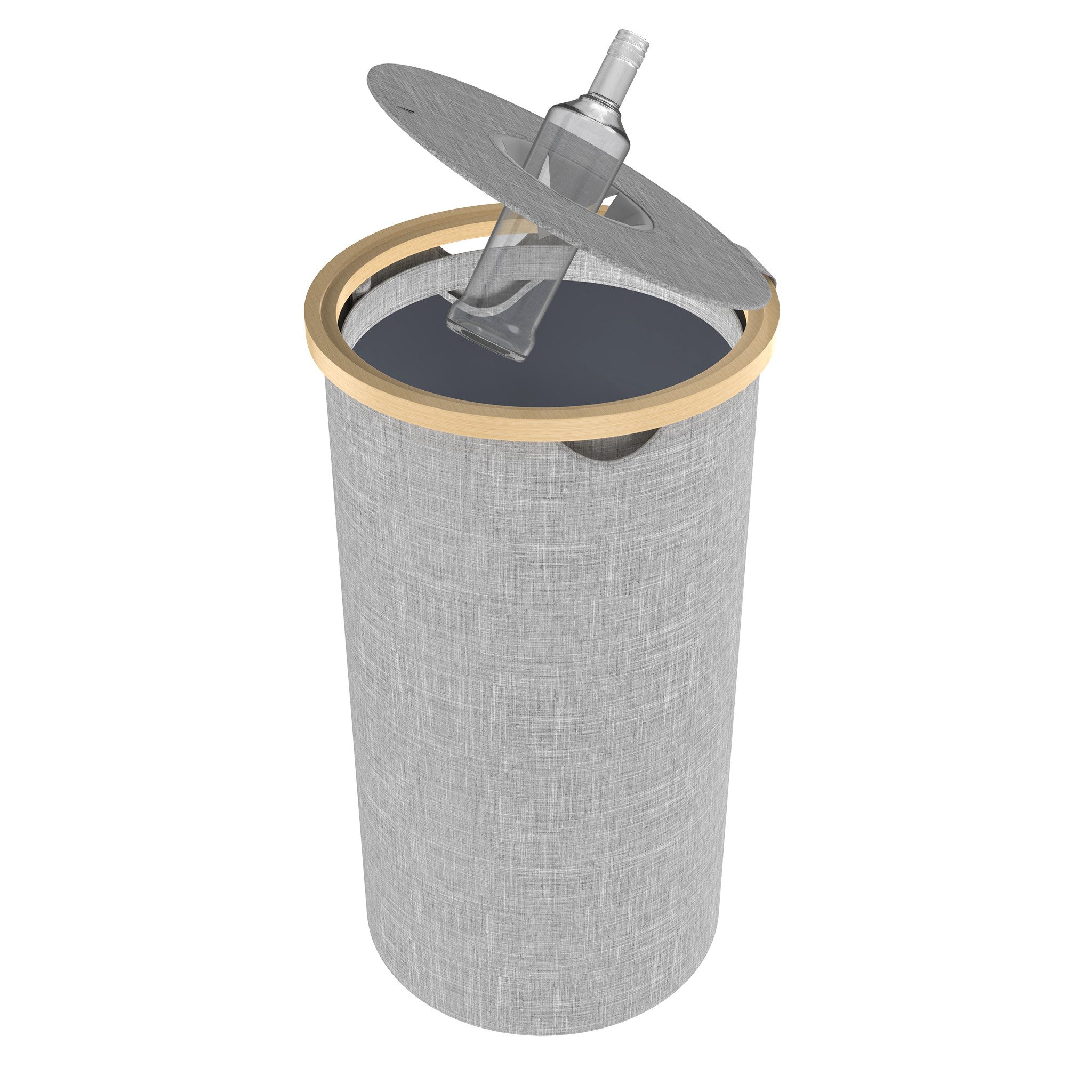 FIVMEN Flaschensammler Pfandflaschen Sammelbehälter mit Deckel Bambus Oxford-Stoff (Schwarz/Grau), Rund/ Quadratisch 100L Abnehmbare Waschbare Innentaschen