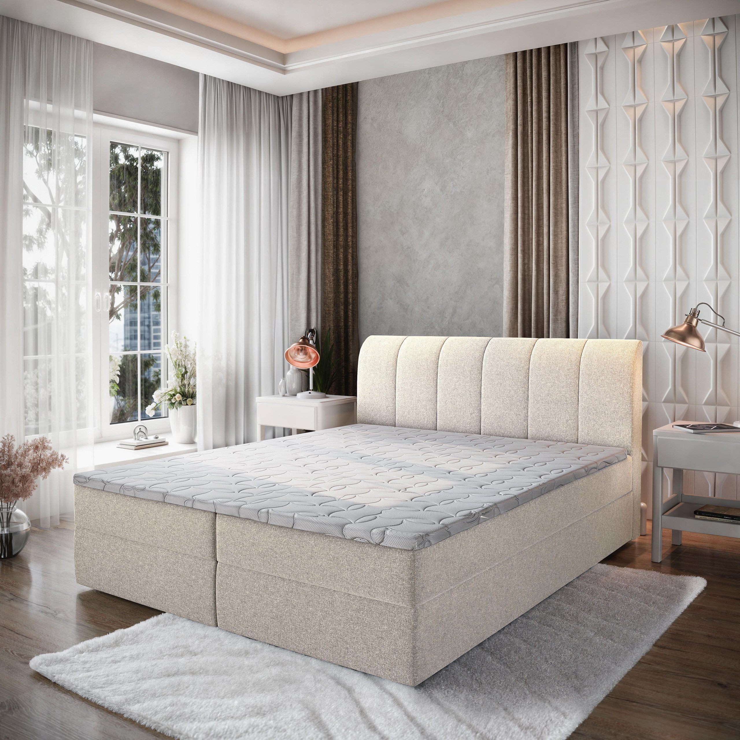 Masseno Boxbett CEVANO 180x200 cm mit Bonell Matratze und Topper