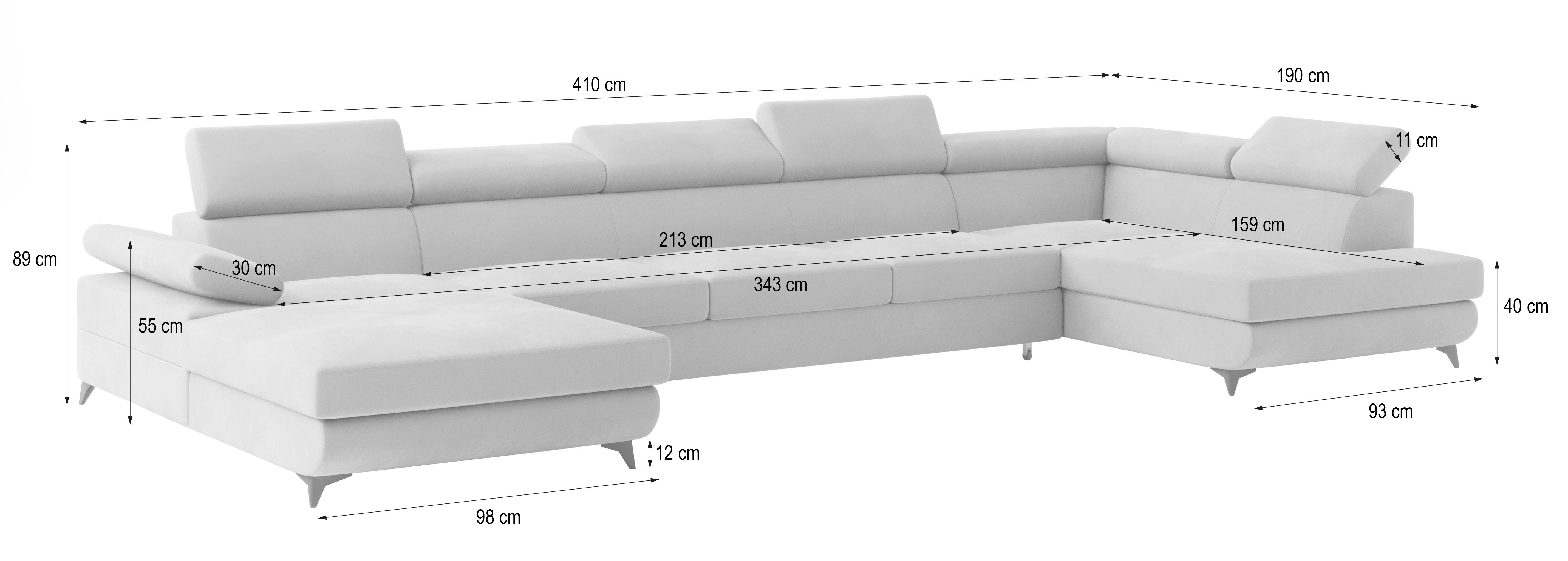 Masseno Ecksofa MONTIVA mit Schlaffunktion U-Form, günstig online kaufen