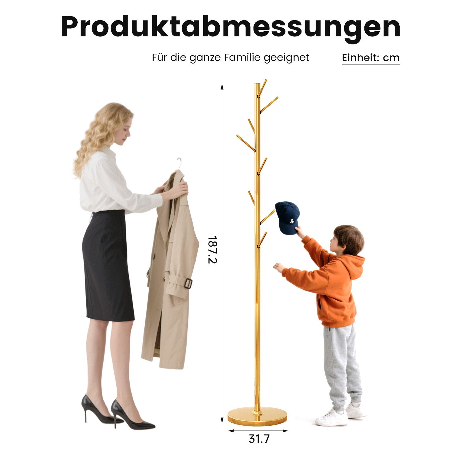 Guyii Garderobenständer Metall, moderner Jackenständer für Flur & Kleidung, (1 St)