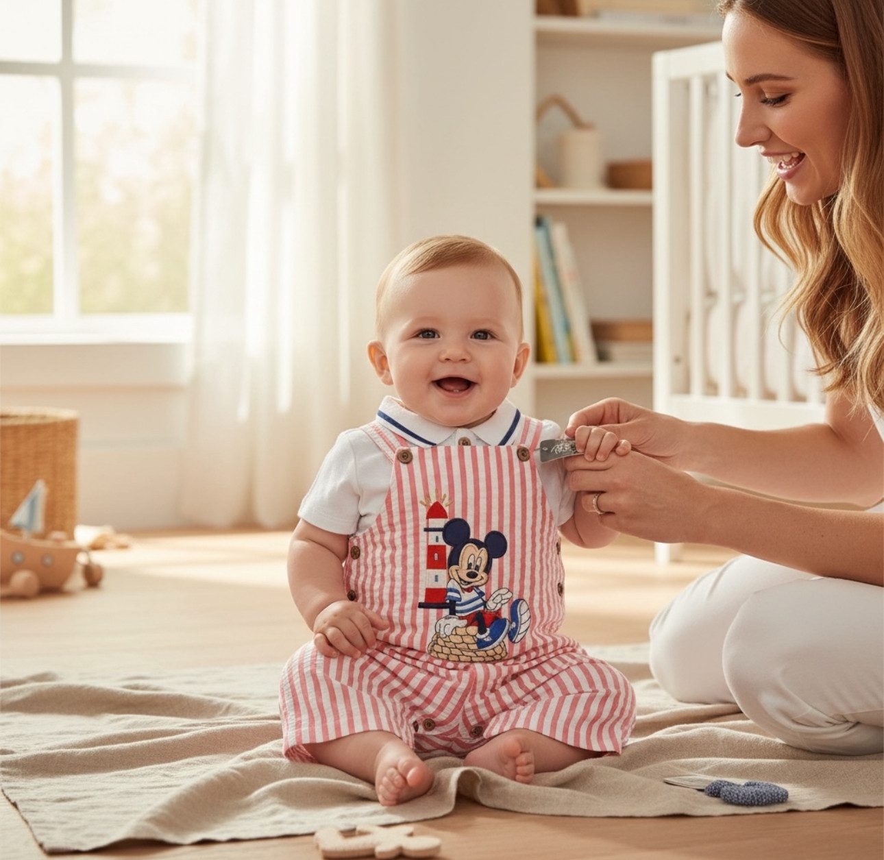 Disney Langarm-Poloshirt Mickey Maus Baby Latzhose & Oberteil Set Disneyland Paris