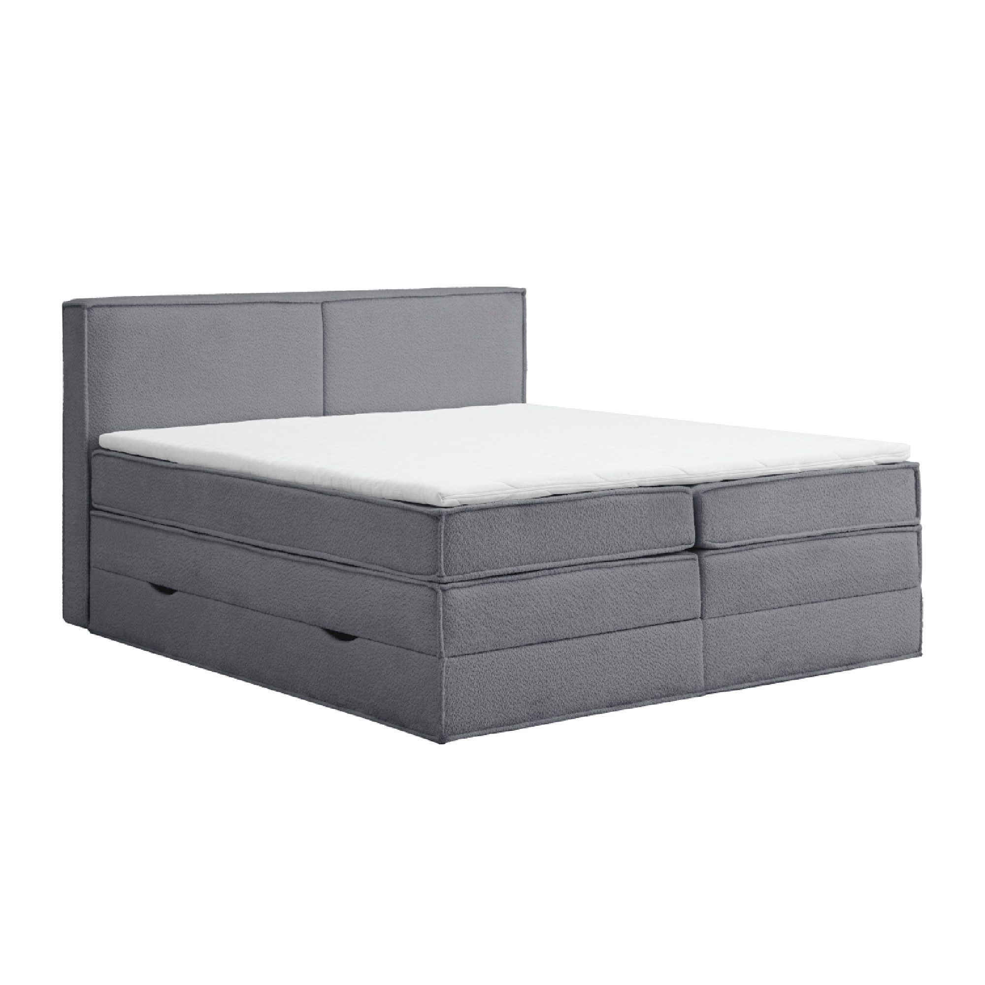 M-Punkt24 Boxspringbett KAIRO (140 x 200 cm, Boucle` Anthrazit), mit Visco Topper Bett Bettkasten Taschenfederkern