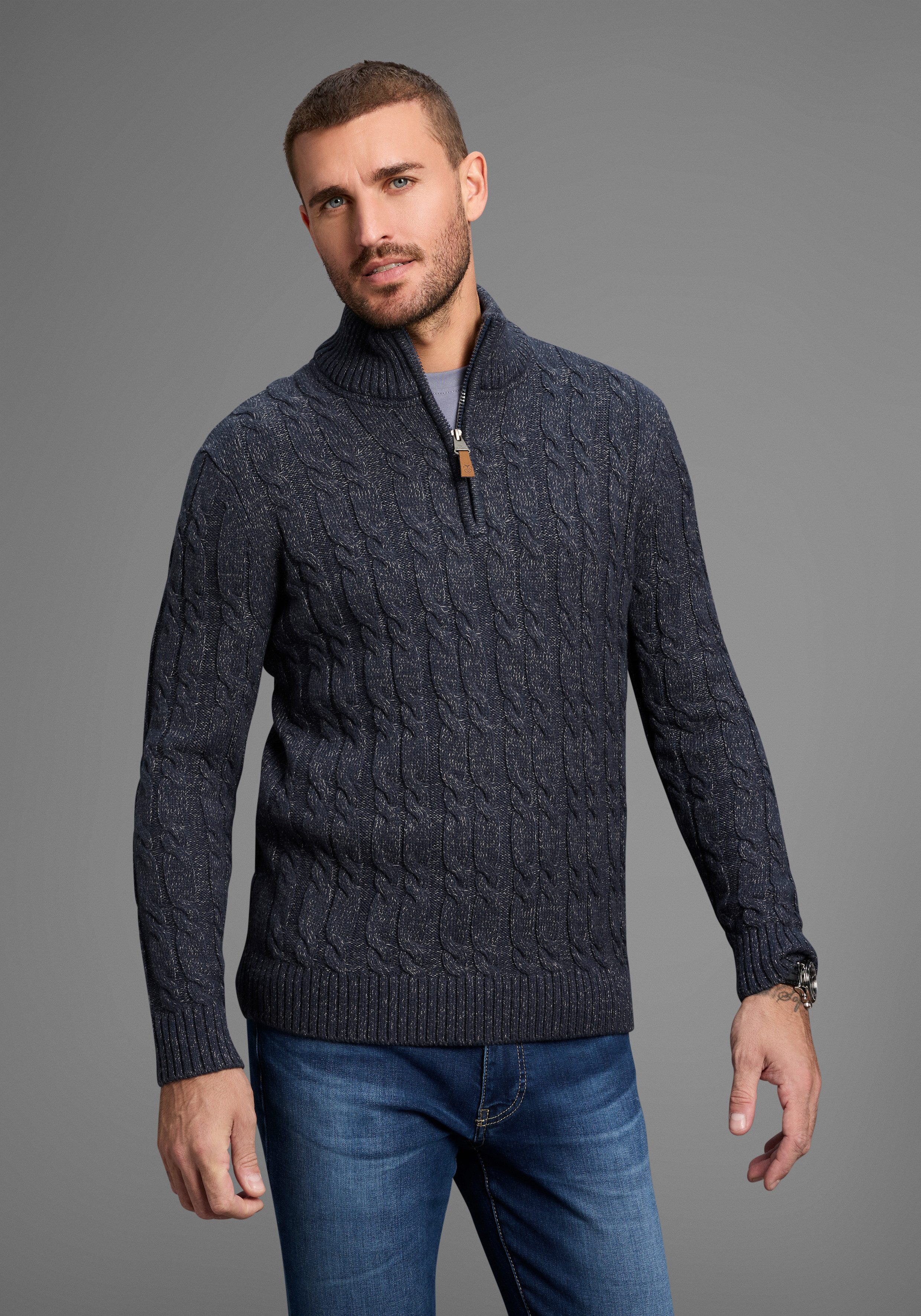 DELMAO Troyer Bis Größe 3XL mit Zopfmuster günstig online kaufen