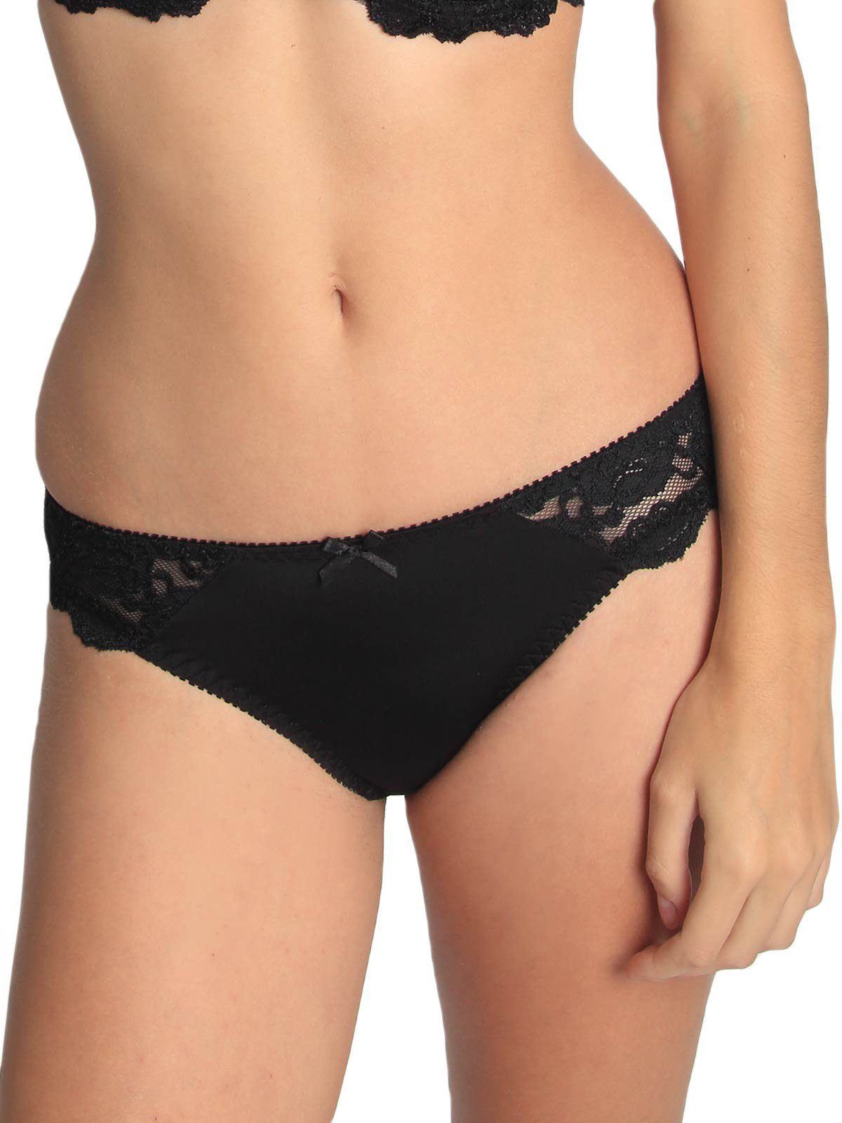 Sassa Bikinislip Damen Slip CLASSIC LACE (Stück, 1-St) Zwickel Schwarz