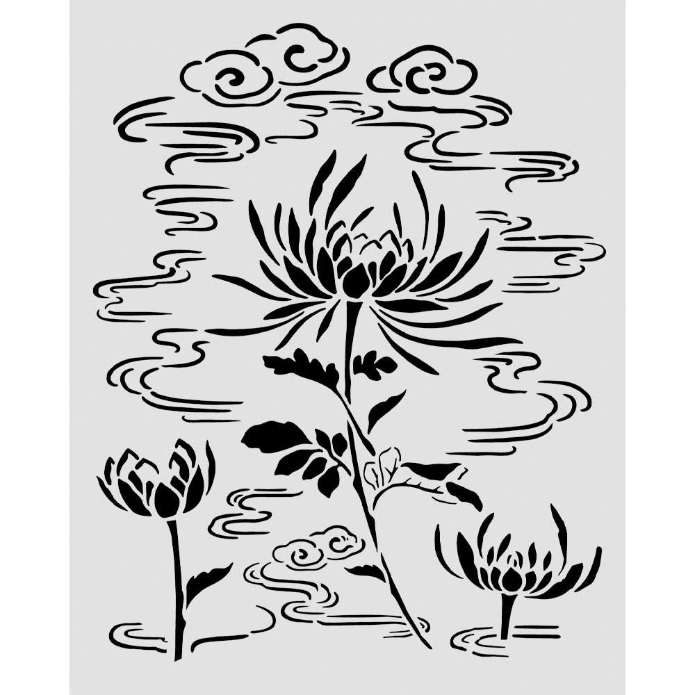 Stamperia Motivschablone Schablone Oriental Garden - Lotus flower, 20 x 25 cm