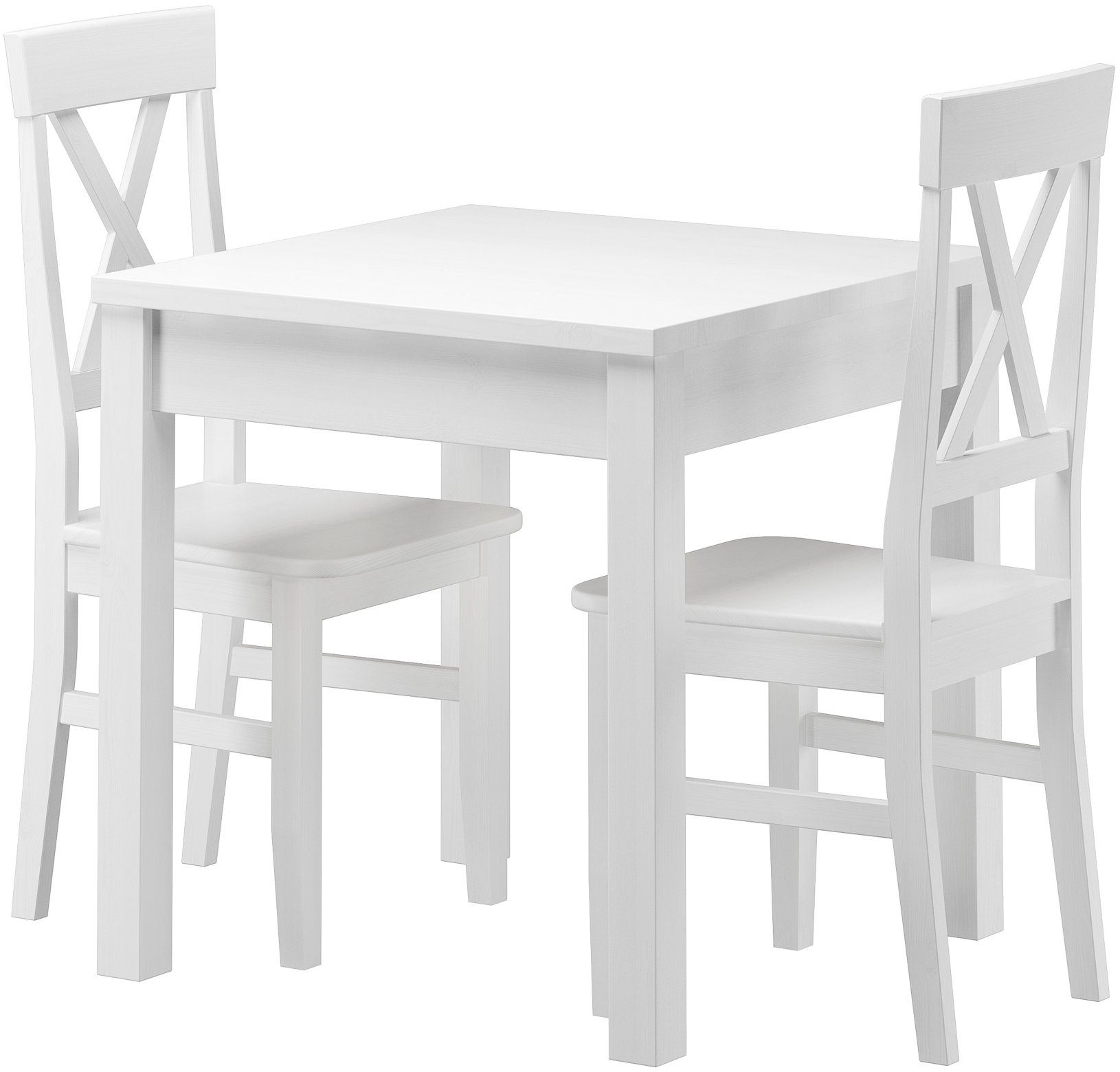 2 waschweiß Stilvolle Tisch Massivholz Essgruppe kleine Stühle Essgruppe ERST-HOLZ Kiefer
