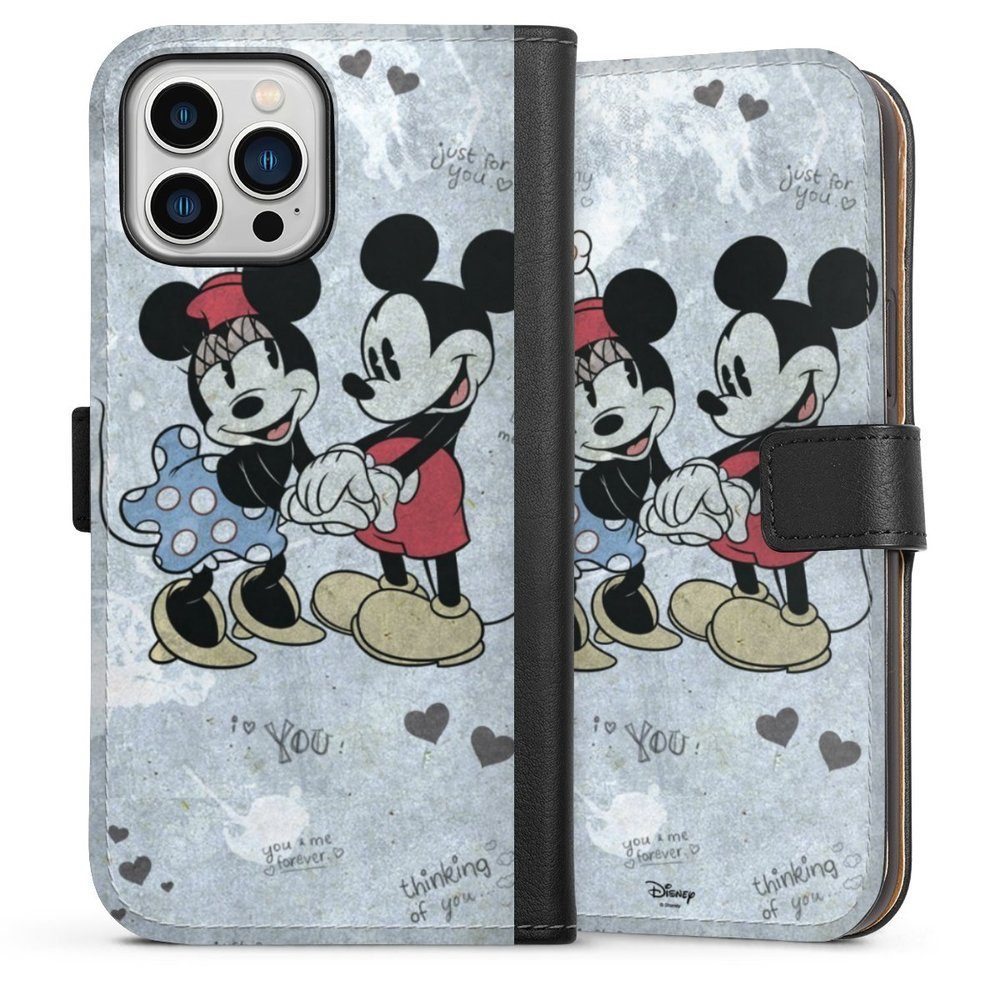 DeinDesign Handyhülle Disney Mickey & Minnie Mouse Vintage Mickey&Minnie In Love, Apple iPhone 13 Pro Max Hülle Handy Flip Case Wallet Cover