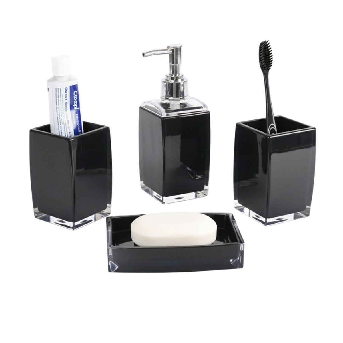 Cheffinger Badaccessoire-Set 4-teilig, Seifenspender, Zahnbürstenhalter, Sc günstig online kaufen