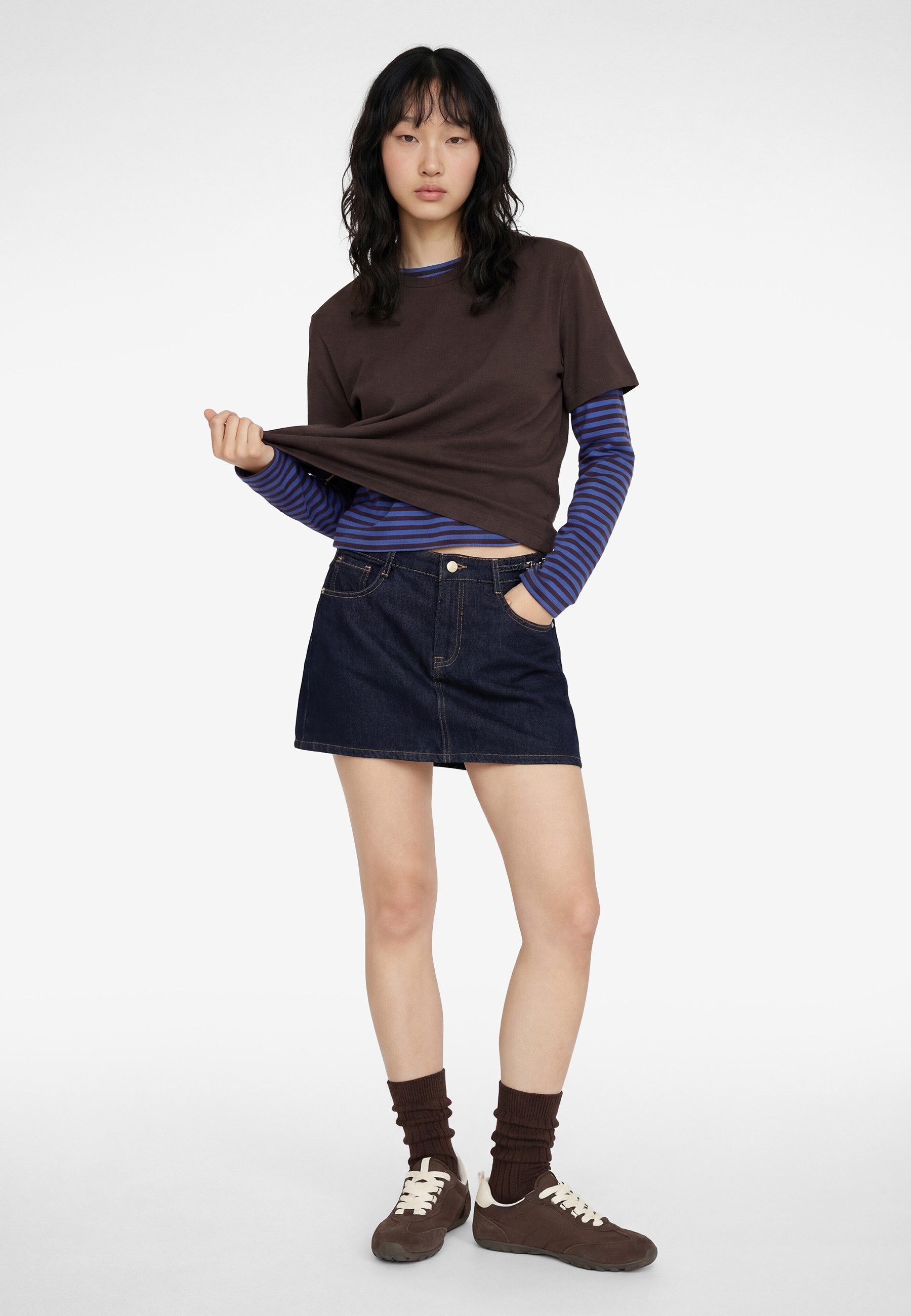 Koton Rock & Leggings A Form Mit Bauchgurtldetail Jeansrock