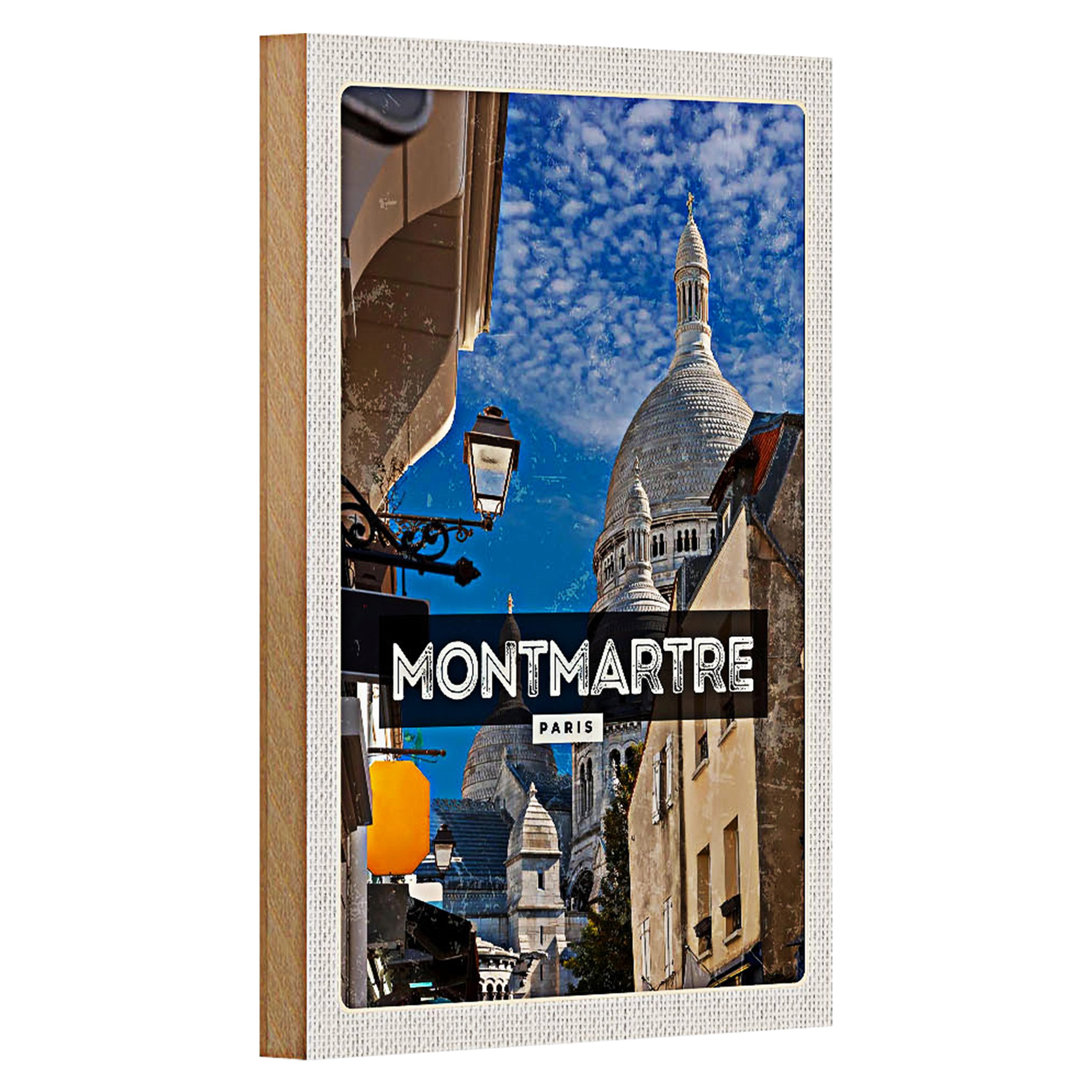 Roomando Holzbild Reise 12x18cm Montmartre Paris Hügel Reiseziel