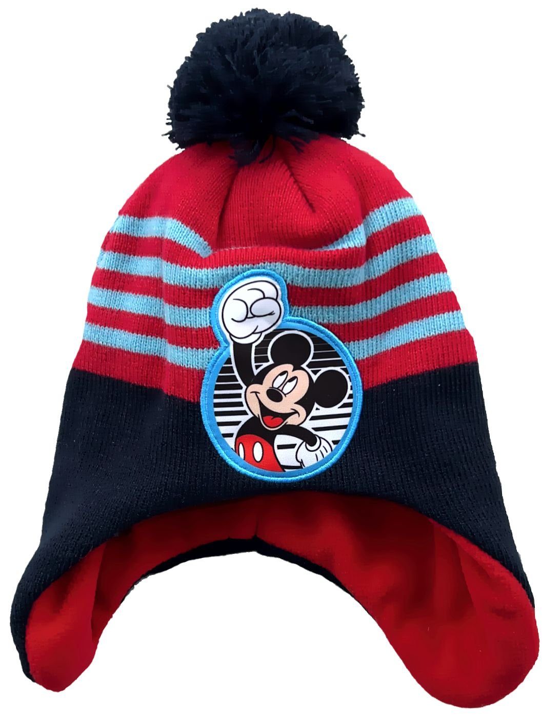 Disney Mickey Mouse Strickmütze Mickey Mouse Kinder Mütze warme Ohren Wintermütze