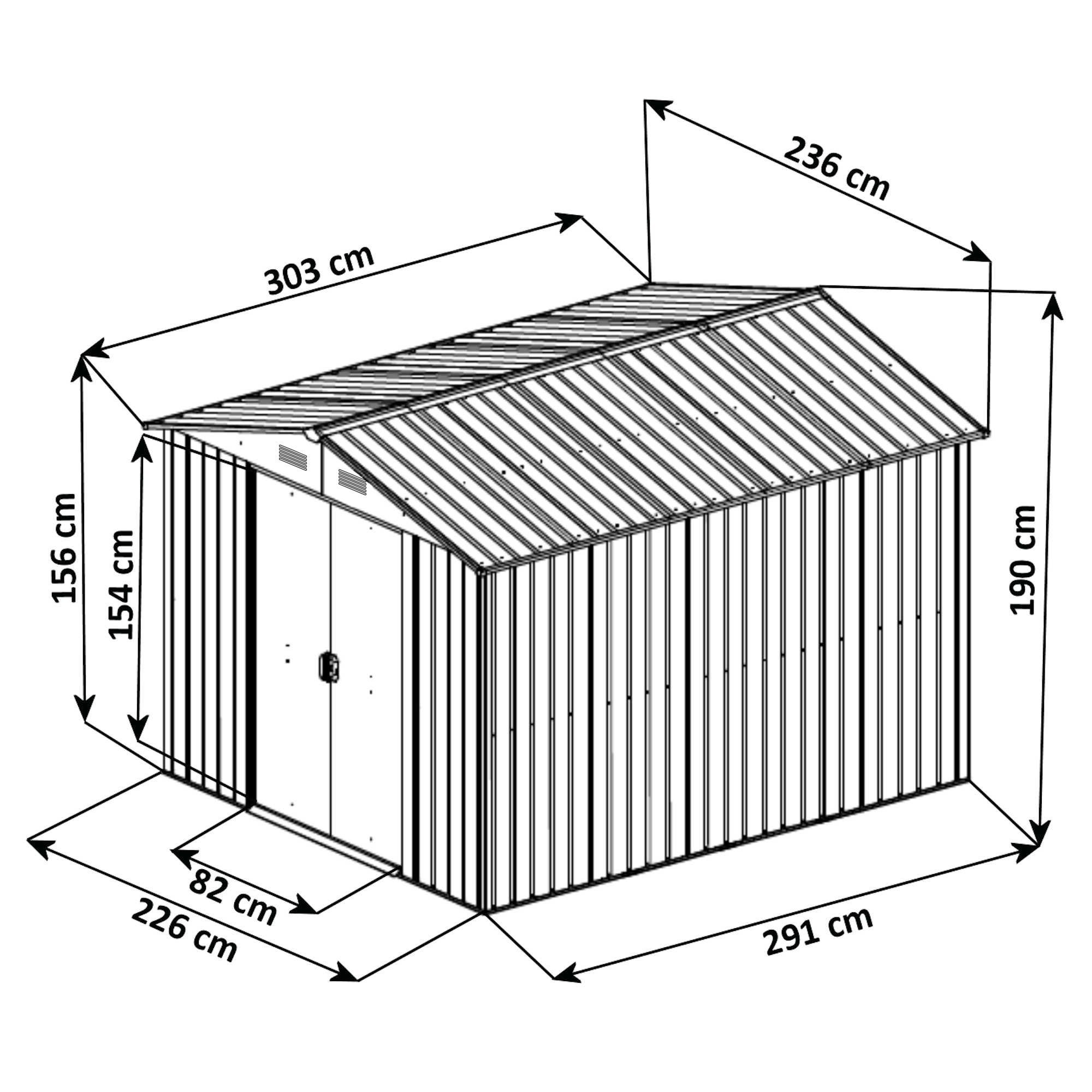 Zelsius Gerätehaus Geräteschuppen mit Schiebetür (B)236 x (T)303 x (H)190 cm, Anthrazit, BxT: 236x303 cm