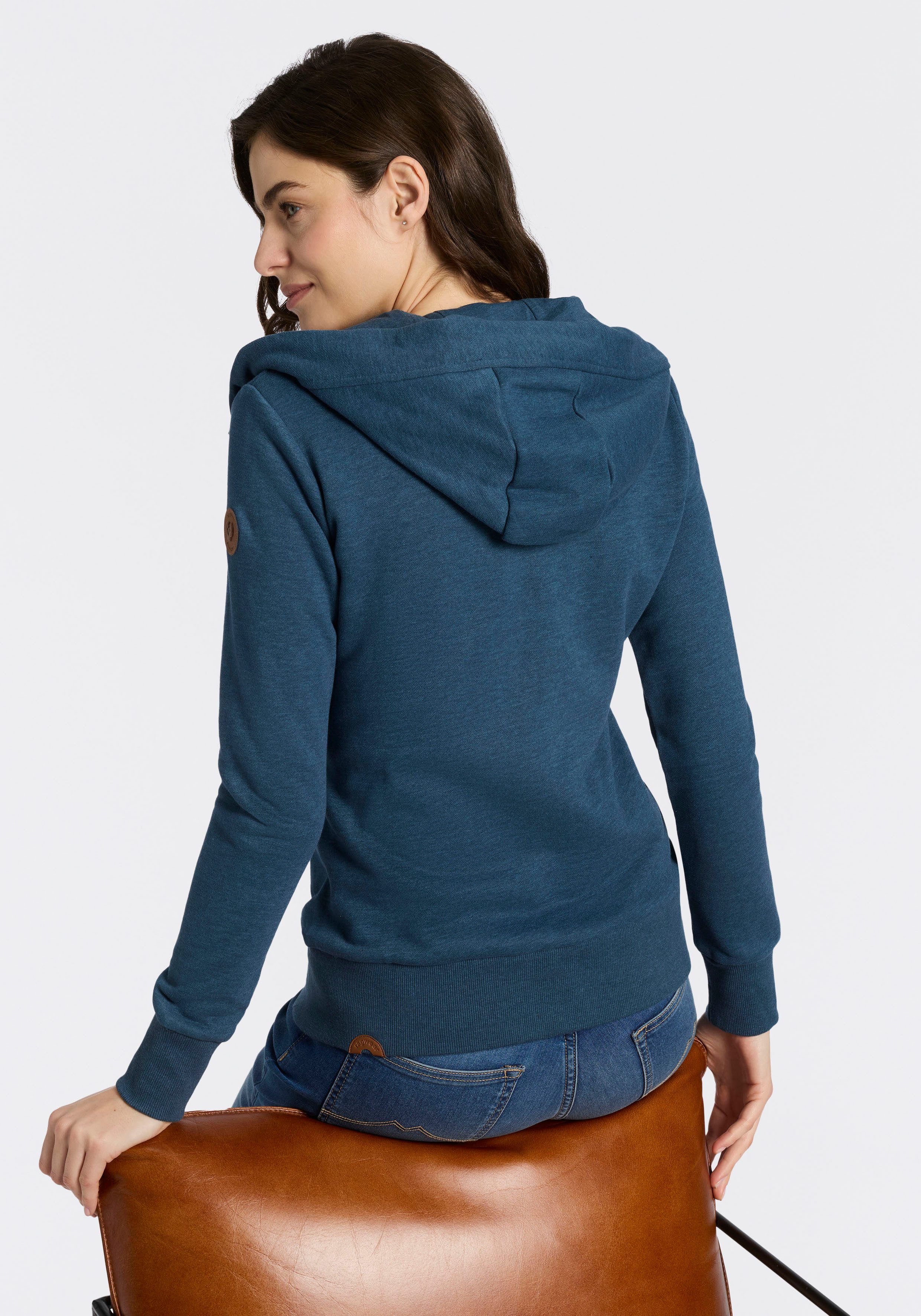 Ragwear Kapuzensweatjacke NESKIA ZIP A O mit Kordelzug und Logo am Ärmel