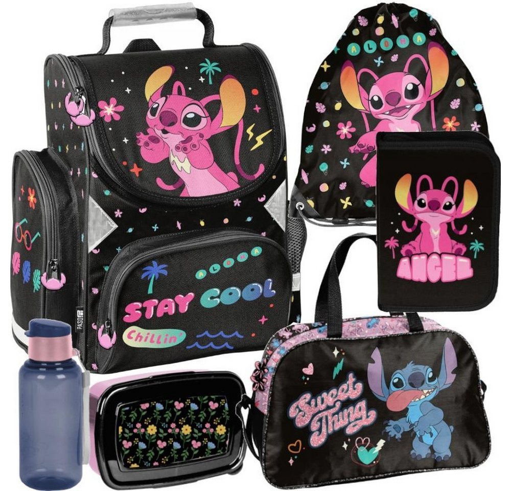 PASO Schulrucksack Mega Schulset XL 6-tlg.- Lilo & Stitch Disney (Schulranzen-Set, 6-tlg)