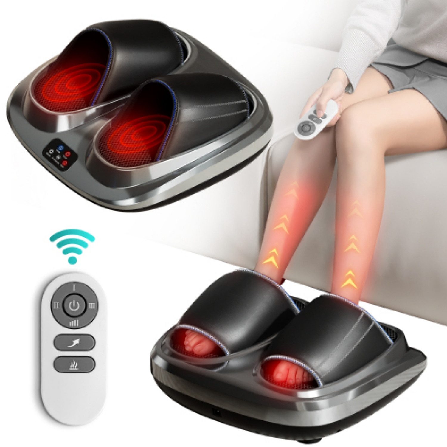 ibettertec Massagegerät Fußmassager mit 3 Intensitätsstufen, beheizter Vibrations, Set, Überhitzungsschutz, 15 min-Timer zur Linderung der Plantarfasziitis