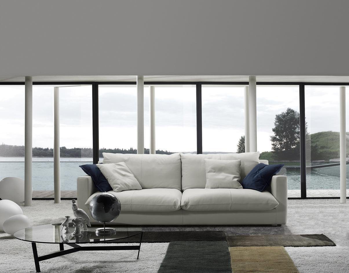 JVmoebel Sofa Dreisitzer Luxus Sofa 3 Sitz Sofas Sitz Leder Design Couch Möbel Stil Weiß
