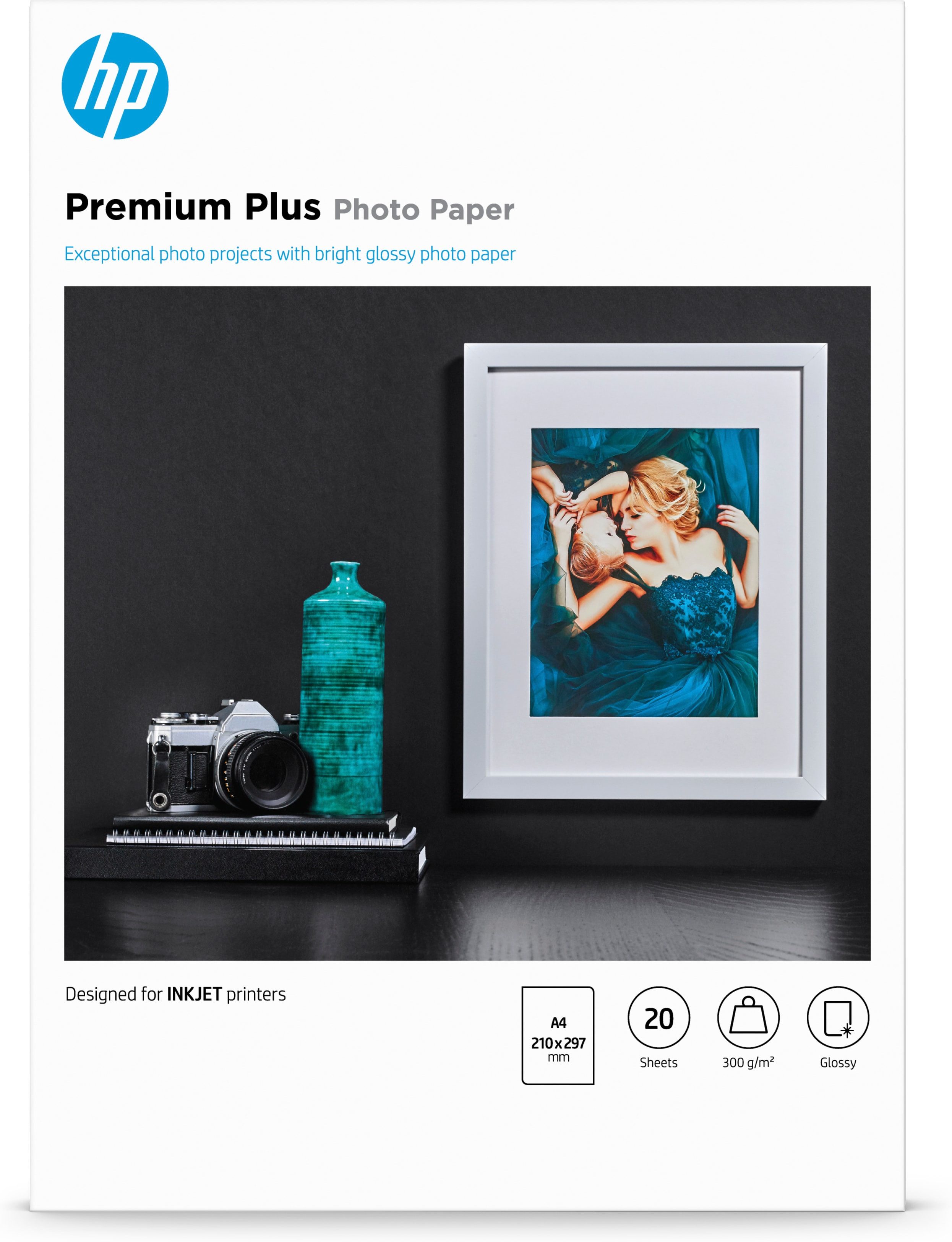 HP HP Premium Plus Fotopapier glänzend - 20 Blatt/A4/ Tintenpatrone