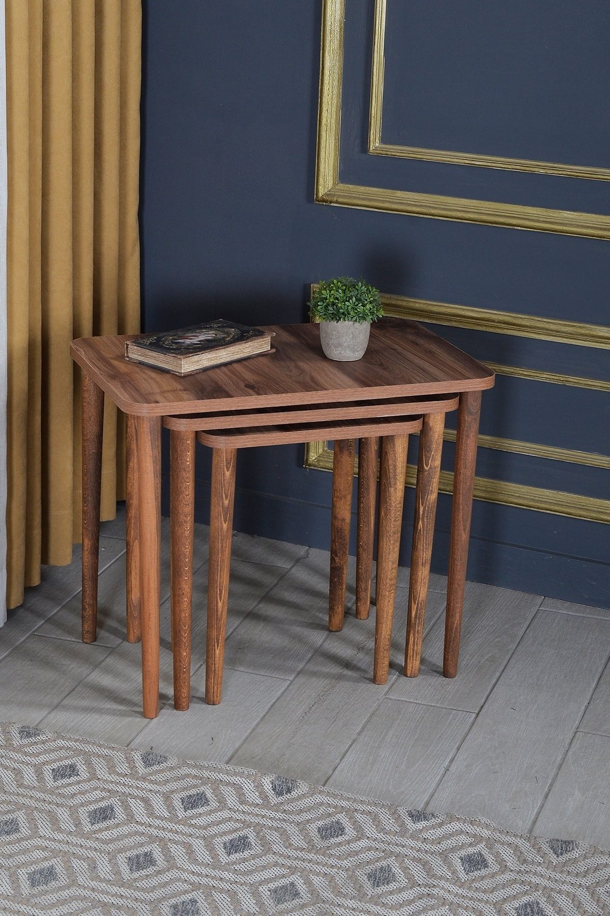 en.casa Couchtisch (3-St), gedrechselte Beine, weiße Marmoroptik günstig online kaufen