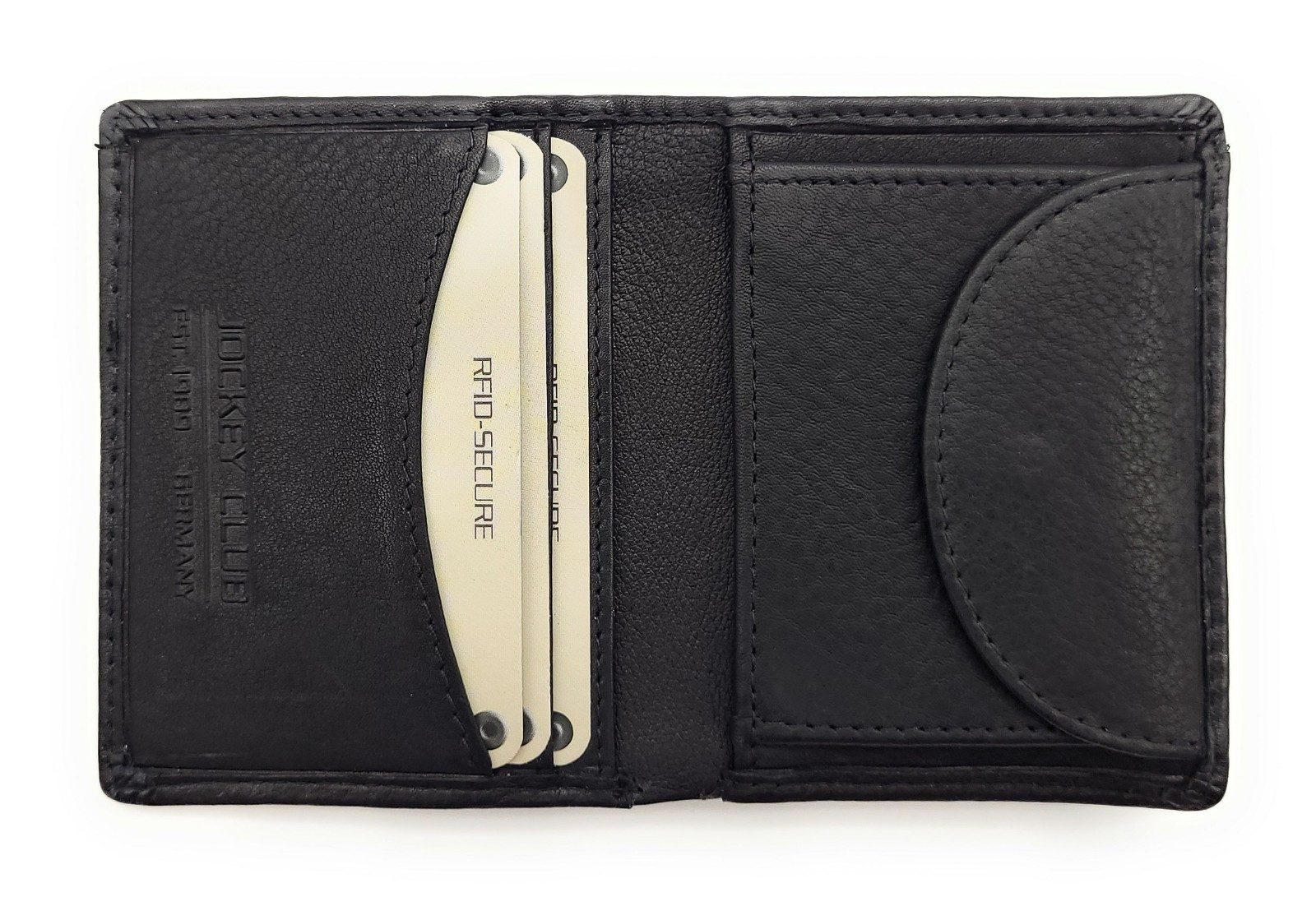 JOCKEY CLUB Mini Geldbörse kleines Portemonnaie aus Rindsnappaleder mit RFID-Schutz – Kompakt, Platz für alles Wichtige, ideal auch für Urlaub