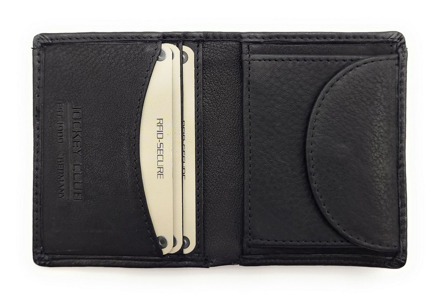 JOCKEY CLUB Mini Geldbörse kleines Portemonnaie aus Rindsnappaleder mit RFID-Schutz – Kompakt, Platz für alles Wichtige, ideal auch für Urlaub