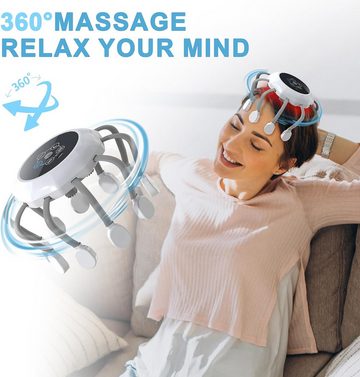 Novzep Massagegerät Kopfmassage Elektrische mit Rotes Licht,10 Kontakte Vibration 5 Modi