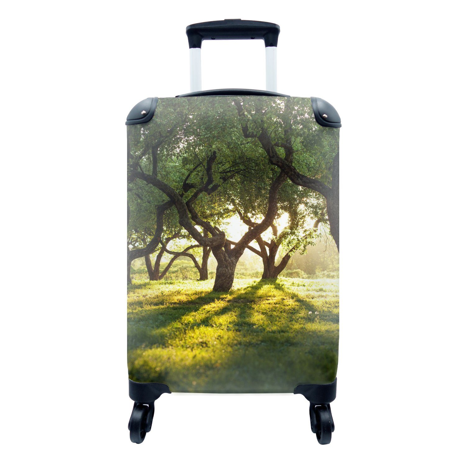 MuchoWow Handgepäckkoffer Bäume - Natur - Sonne, 4 Rollen, Reisetasche mit rollen, Handgepäck für Ferien, Trolley, Reisekoffer