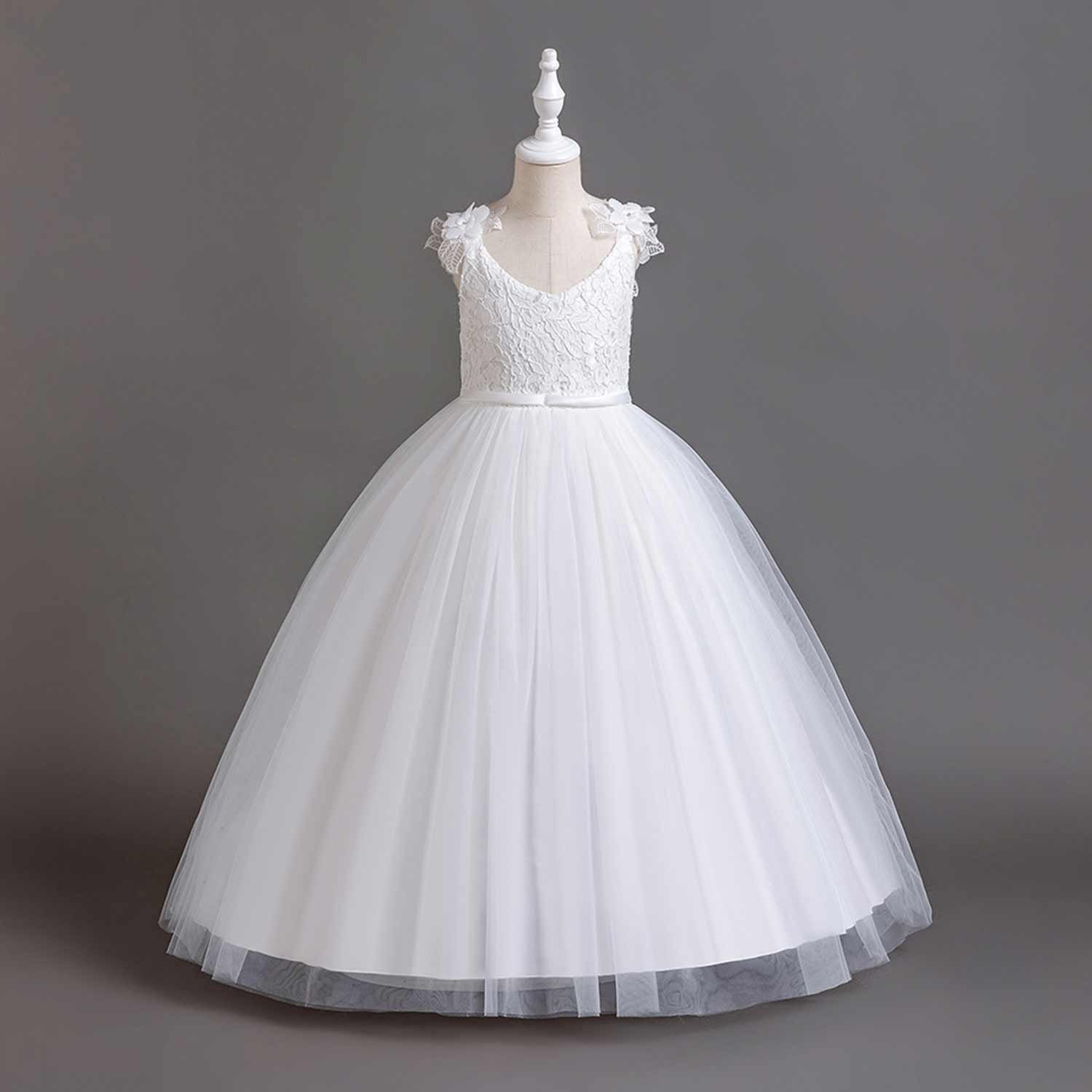 Abendkleid Daisred Blumenmädchen Tüllkleider Abendkleider Weiß Prinzessinnenkleider