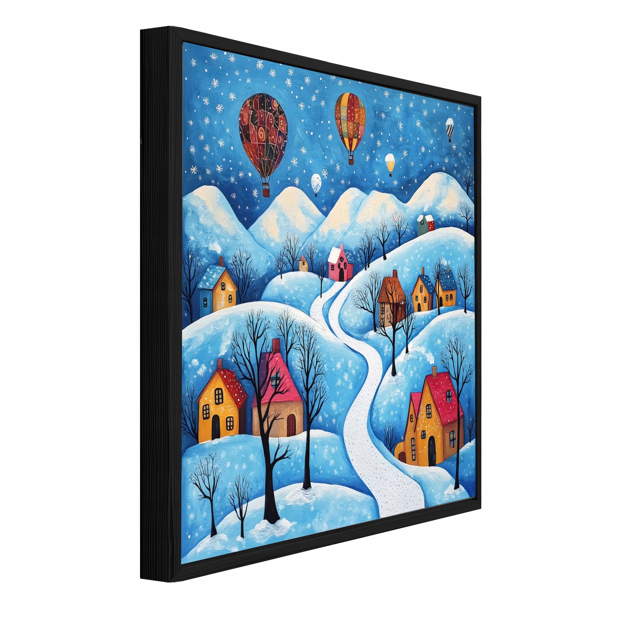 Wallarena Leinwandbild Winterliche Berglandschaft Malerei Blau Bilder Wohnzimmer Wandbild, Winterlandschaft (Leinwandbild, 1 St), Leinwand Bilder mit Rahmen Wohnzimmer Schlafzimmer Wandbild 30x40 cm