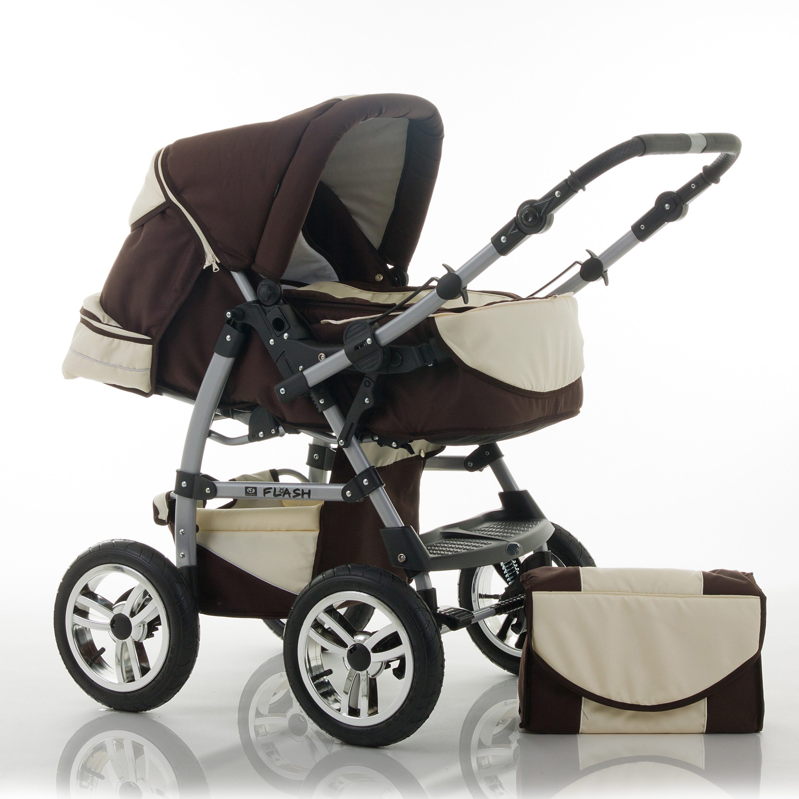 Thumbnail - babies-on-wheels Kombi-Kinderwagen Flash 3 in 1 mit Sportsitz, Autositz und Zubehör in 18 Farben