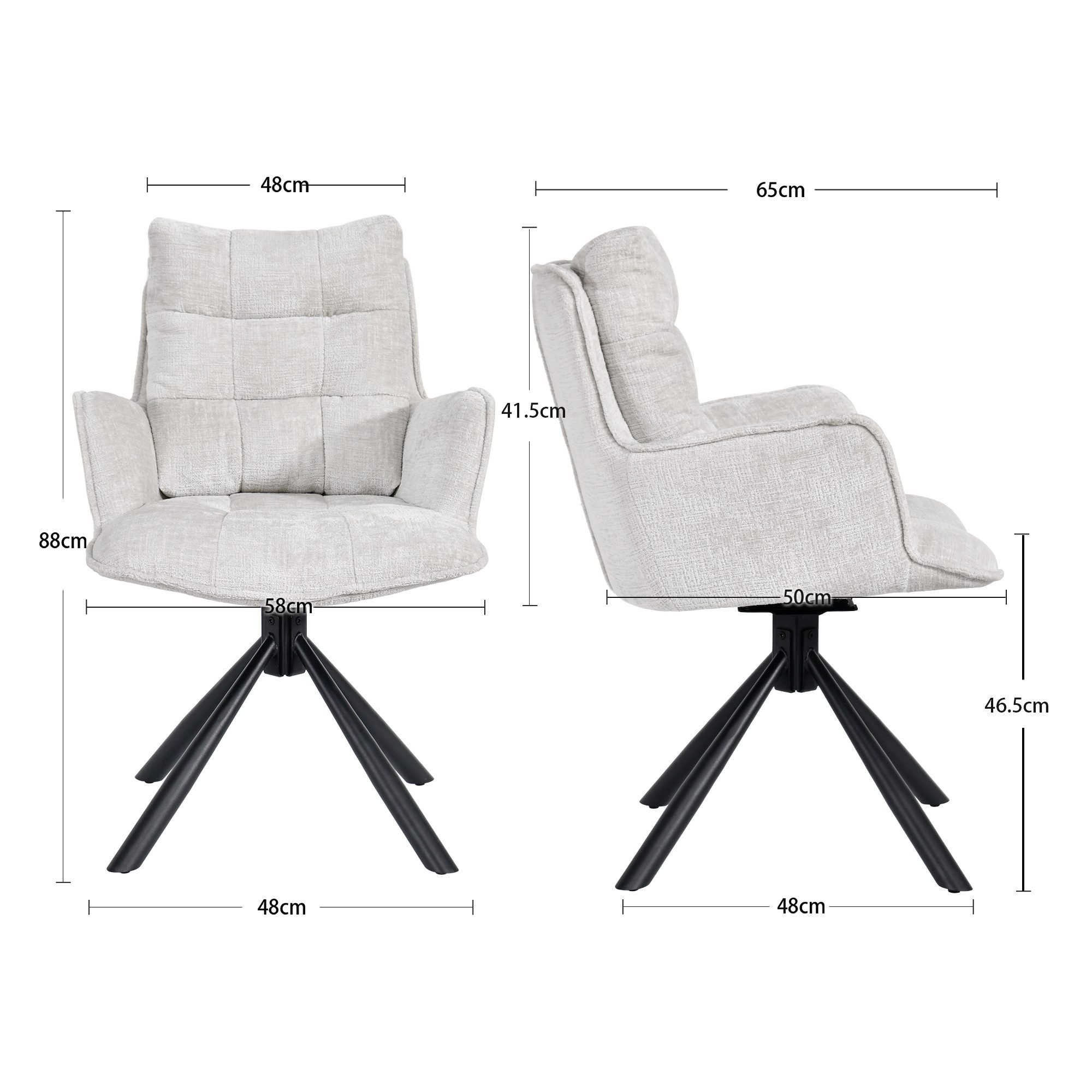 Duhome Esszimmerstuhl (8610A), 360° drehbar, Automatische Rückstellfunktion, Chenille-Stoff