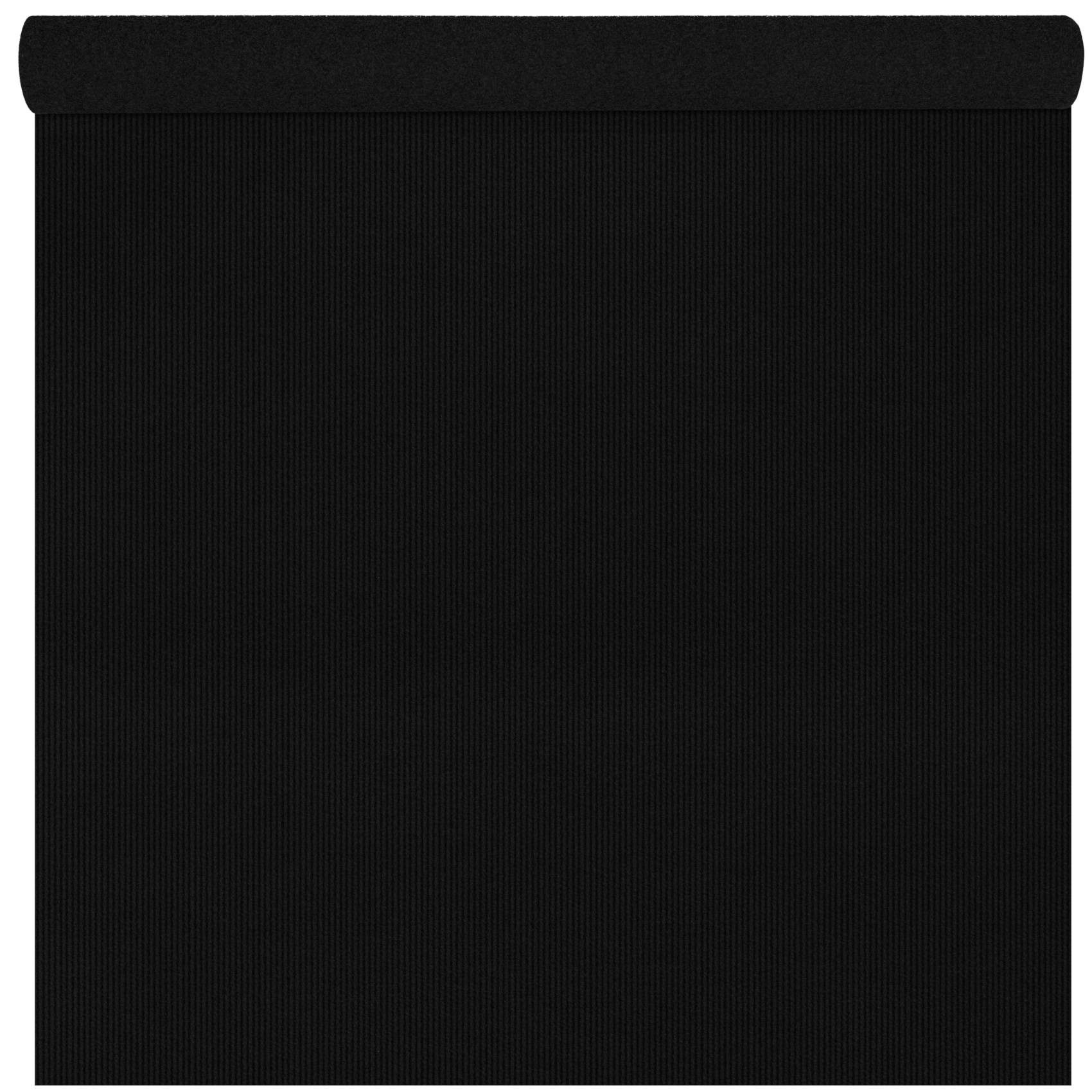 ANRO Teppich YULA Messeteppich Meterware Eventteppich Rips zuschneidbar Bfl-S1, Rechteckig, Höhe: 3 mm, schwer entflammbar Läufer 100x133cm Uni Schwarz