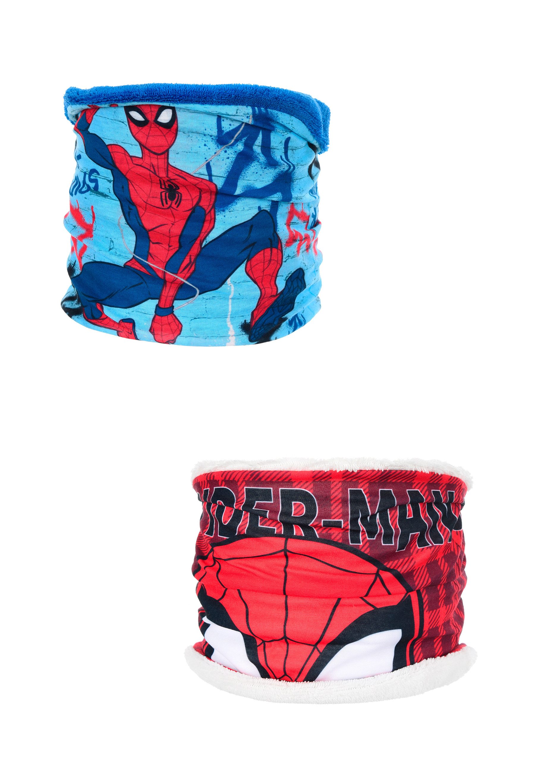 Spiderman Loop Schlauchschal Kinder Doppelpack mit Motiv und Fleecefutter