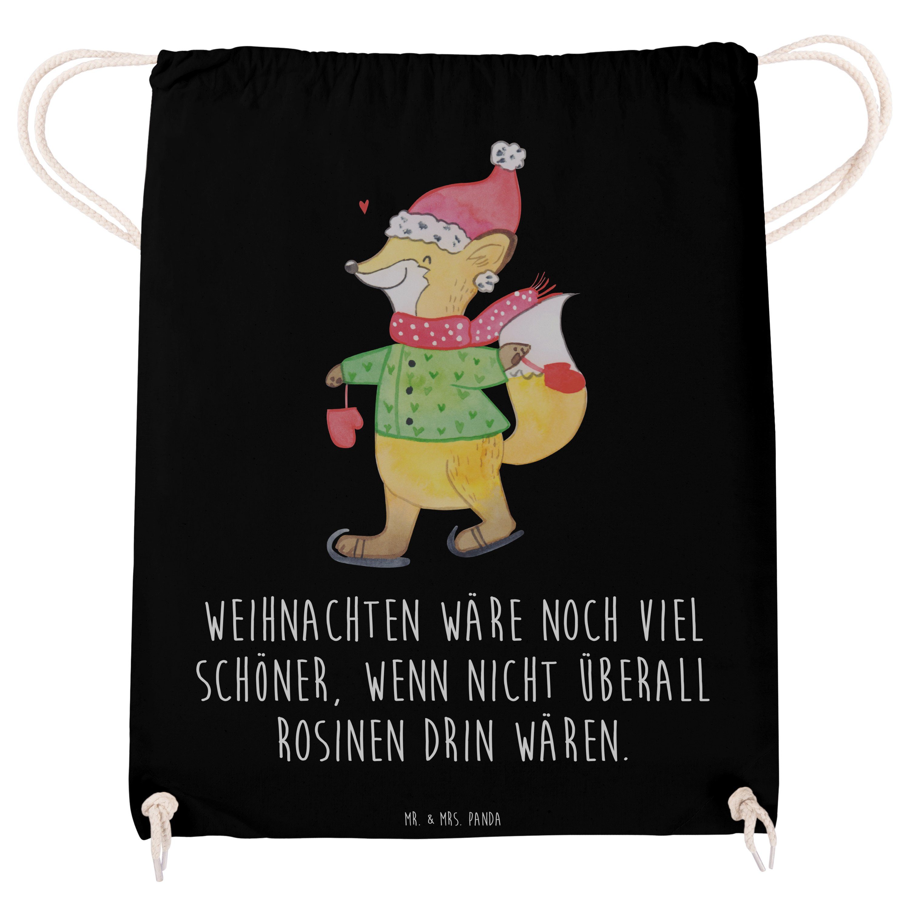 Mr. & Fuchs (1-tlg) W Geschenk, Mrs. Turnbeutel, Heiligabend, Sporttasche - Panda Schlittschuhe Schwarz 