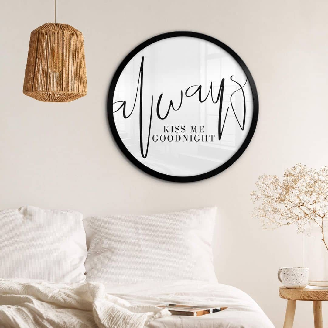 K&L Wall Art Poster Wandbild Poster Rund Vintage Boho Schriftzug Kiss me Go günstig online kaufen