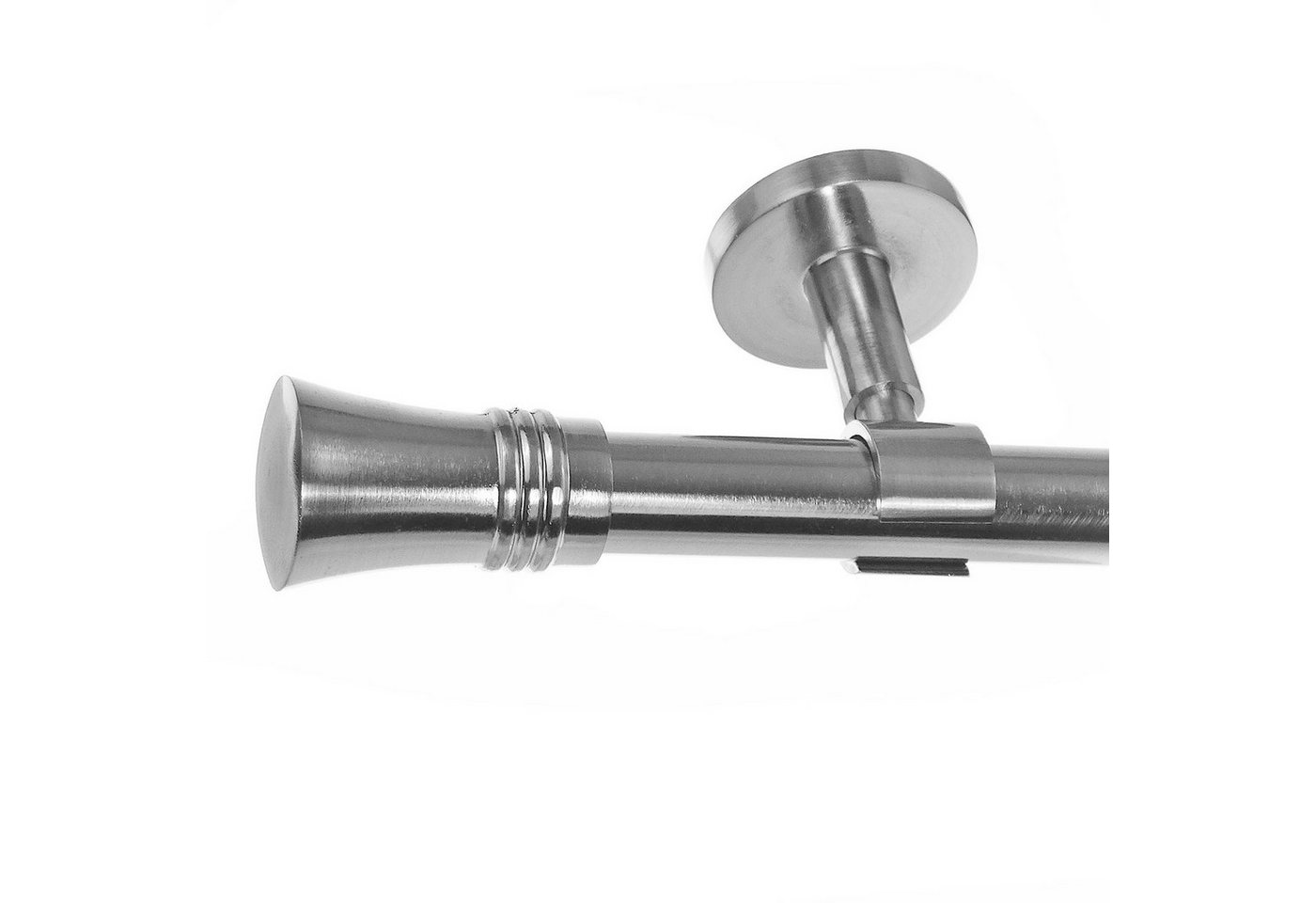 BASIT Gardinenstange Edelstahloptik 20mm mit Deckenträgern 120 cm E86, Ø 20 mm, 1-läufig, verschraubt, Metall, D31 120 cm E86 Knauf