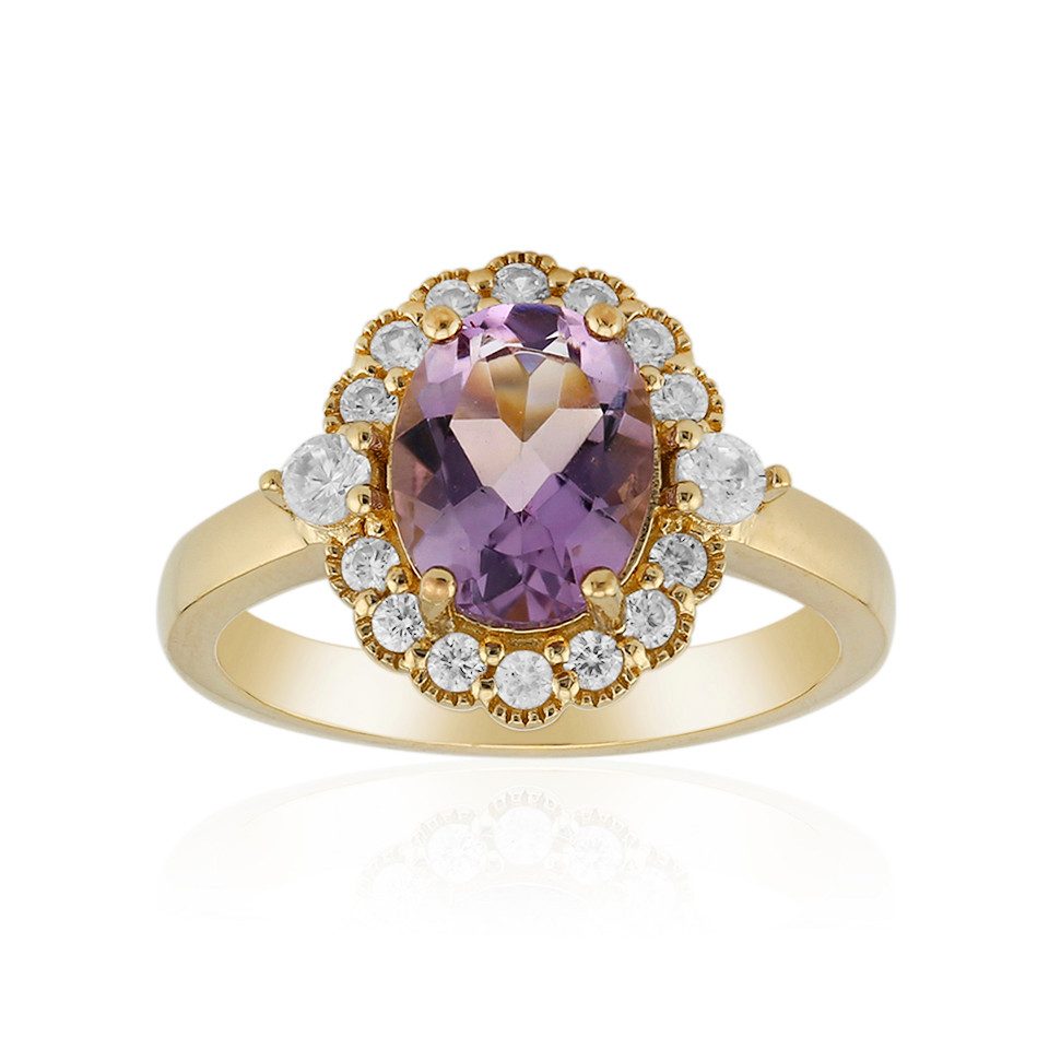 J Classics Silberring Bolivianischer Amethyst-Silberring