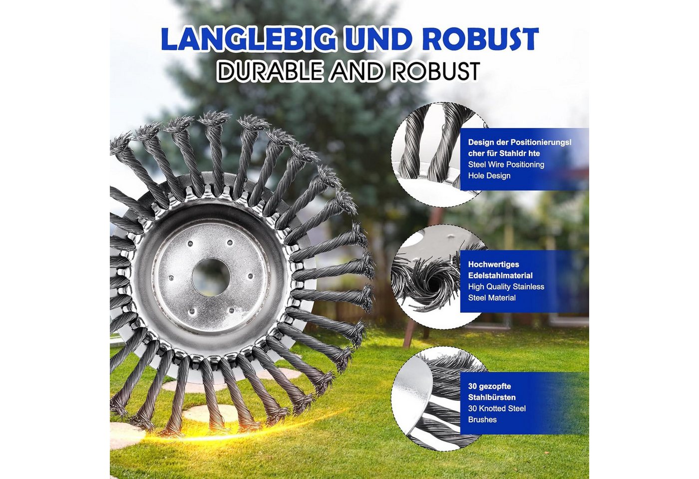 Thumbnail - BlingBin Motorsensenmesser Unkrautbürste Fugenbürste Motorsense gezopft 20*20*4.5cm (1er Set, 1-St., 1pcs), für Motorsen...