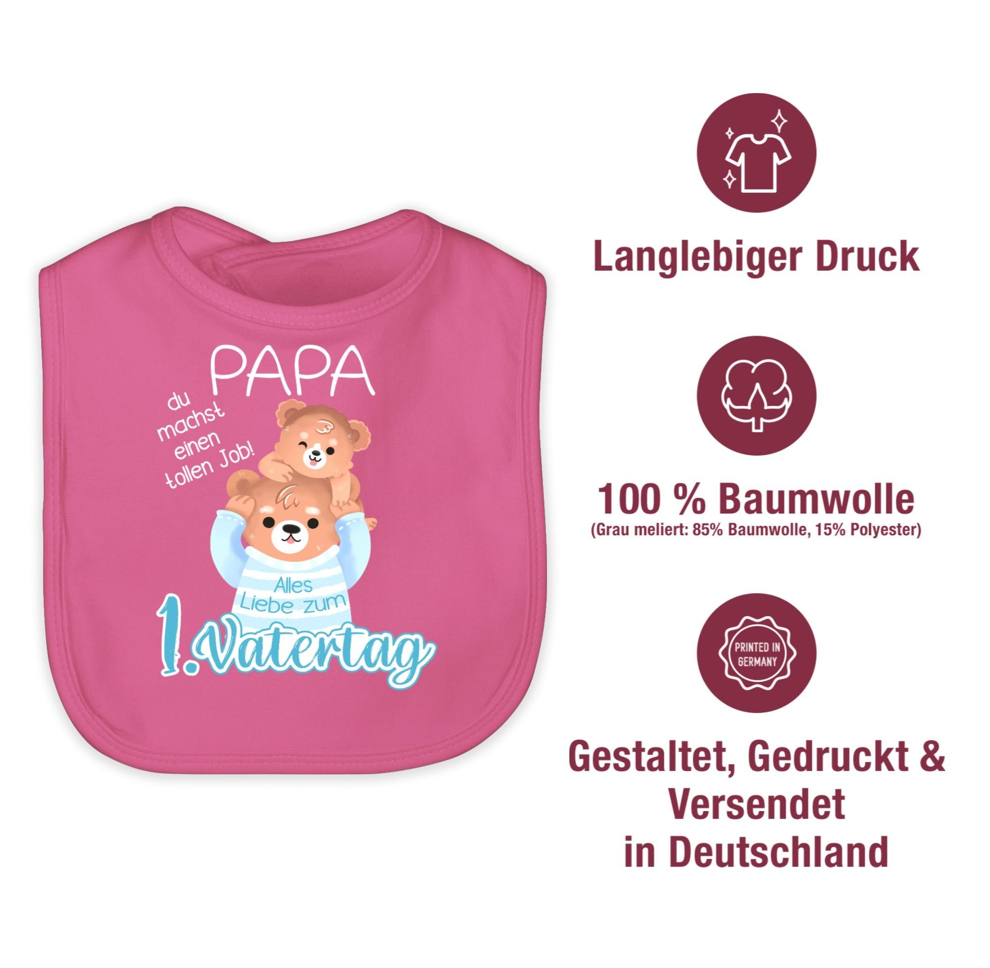 Alles Vatertag Bär, 2 - Papa Liebe Bär und 1. Baby Shirtracer Geschenk Lätzchen Pink Baby zum Vatertag