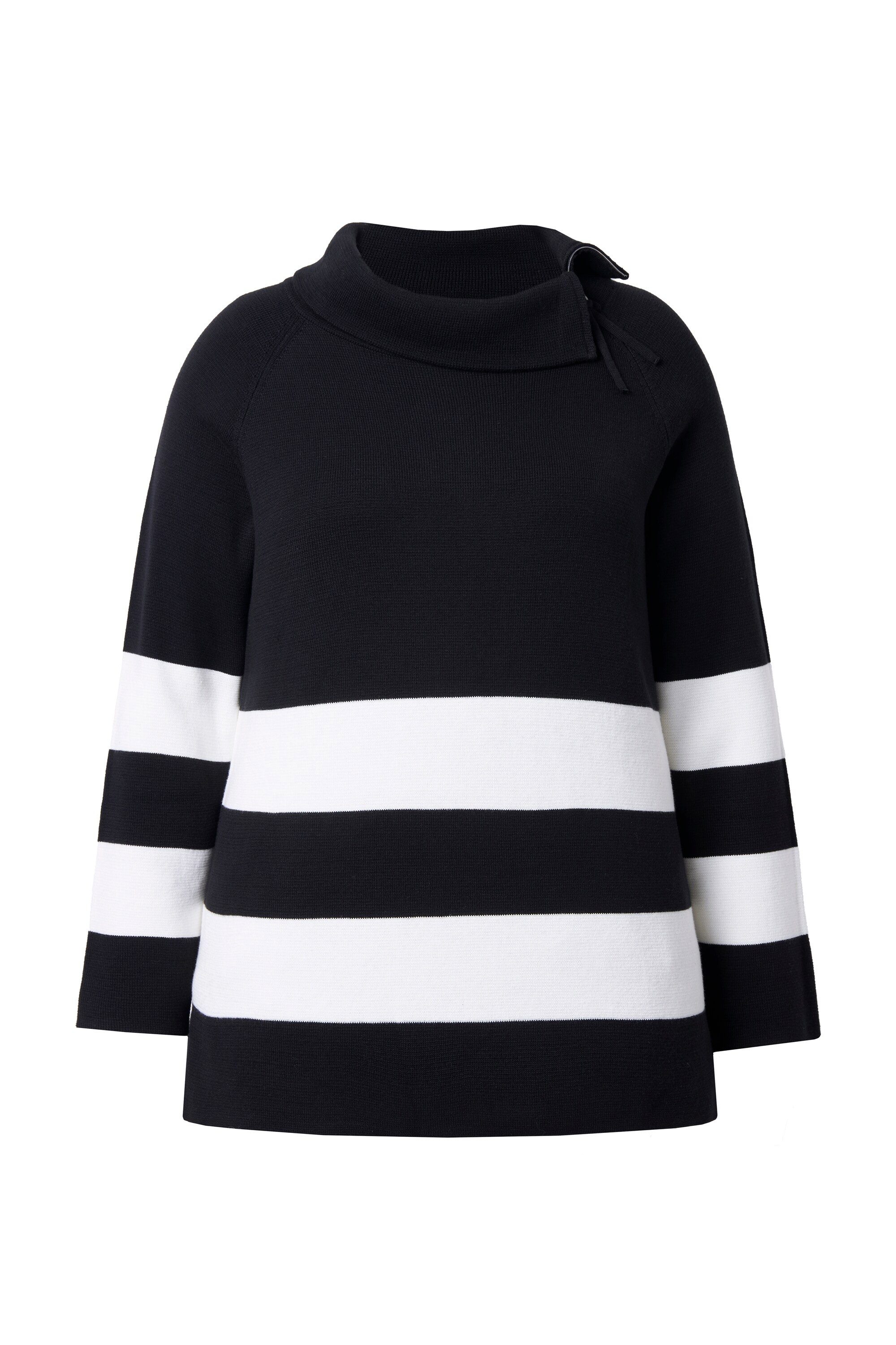 Ulla Popken Strickpullover Pullover Blockstreifen Rollkragen Zipper günstig online kaufen