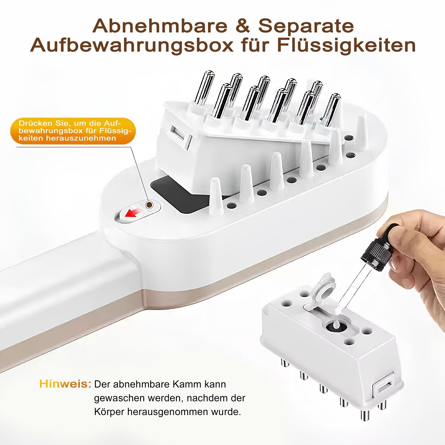 COOL-i ® Elektrohaarbürste Elektrische Haarpflegebürste,3-in-1 mit Lichtanwendung, Massage & Öl-Applikator