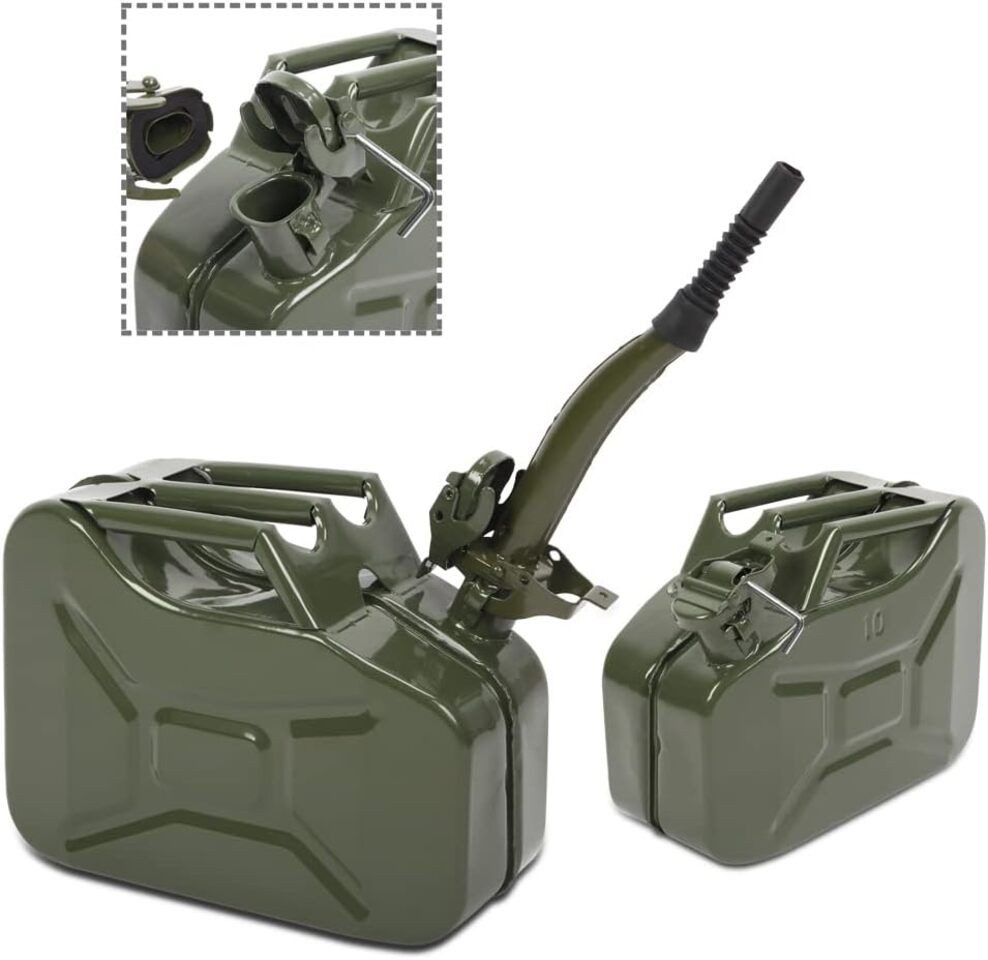 VINGLI Каністра бензину Каністра бензину 10 Liter, aus Metall, mit Ausgießer