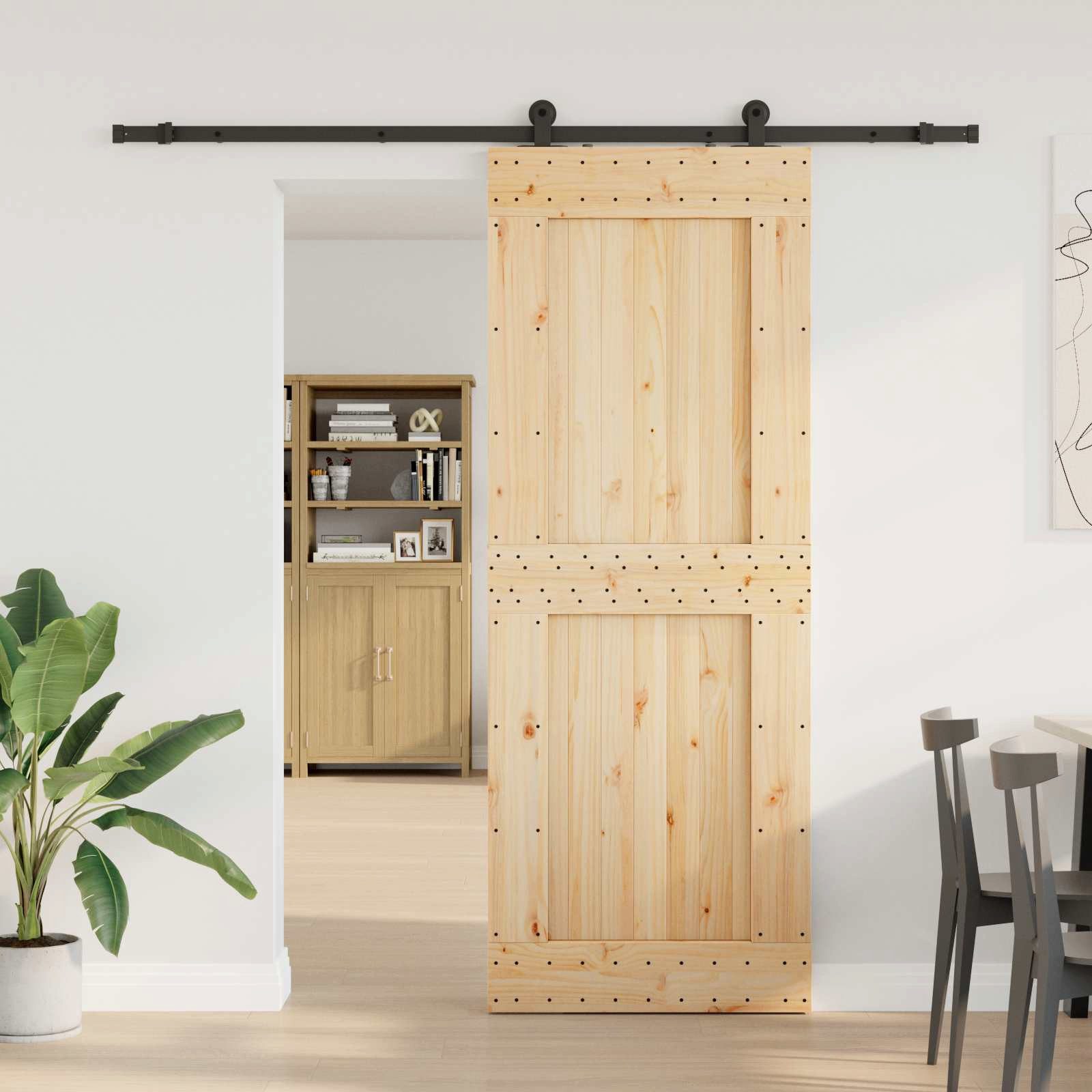 vidaXL Schiebetür Schiebetür NARVIK 85 x 210 cm (213,5 cm) Natürlich und Schwarz (1-St)