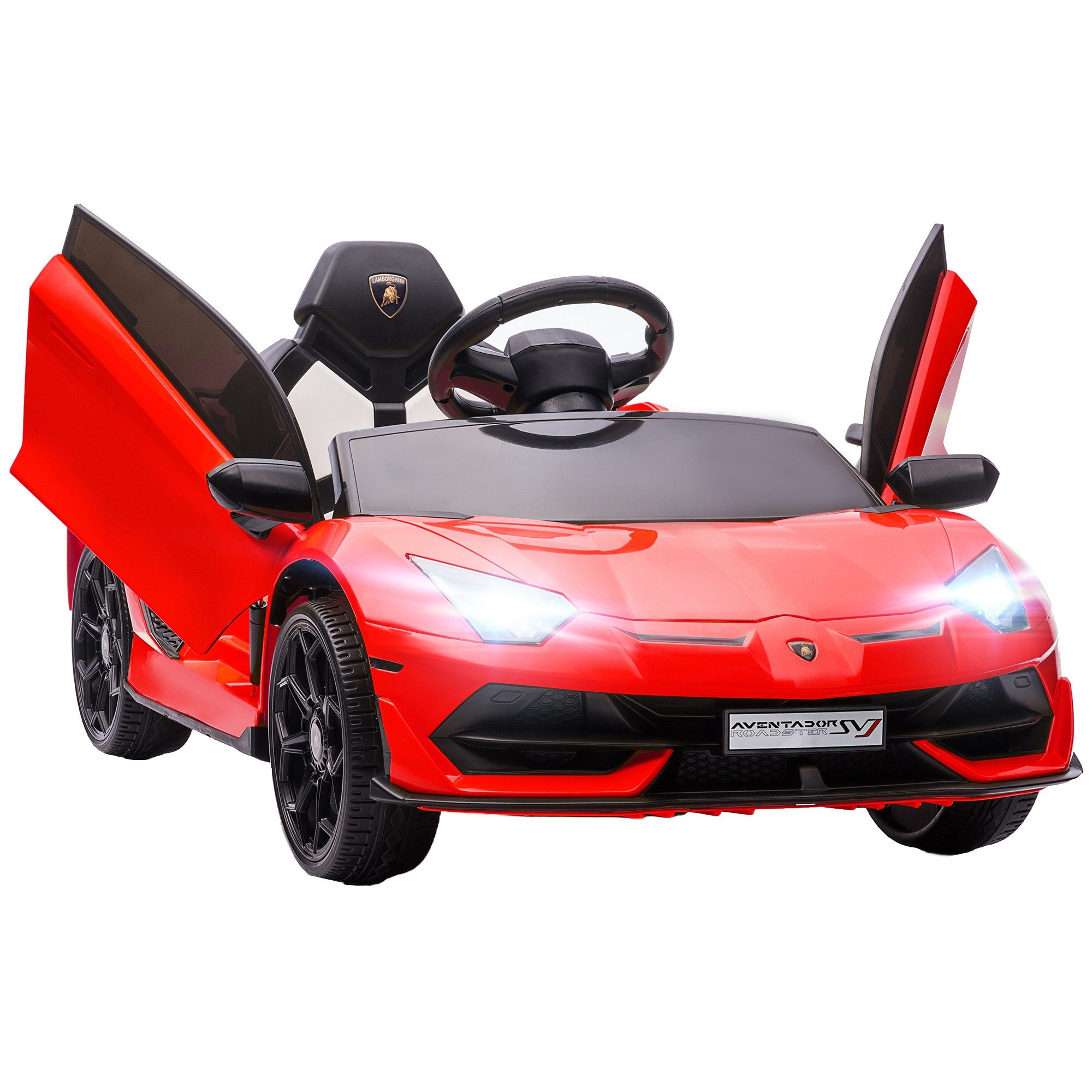 HOMCOM Elektro-Kinderauto 12V Kinderauto mit 2,4G Fernbedienung, 2 Motor, Elektrofahrzeug, Belastbarkeit 30 kg, (1-tlg), für 3-5 Jahre Kinder, 3-5 km,h, Rot