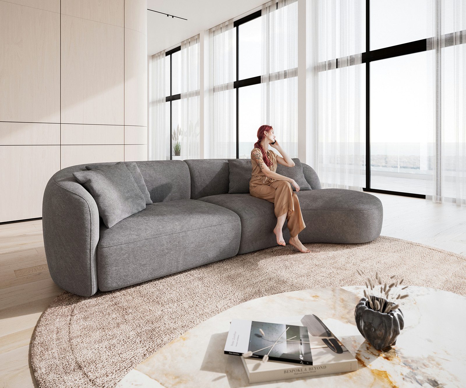 DELIFE Big-Sofa Mairi, Mikrofaser Grau 330x160 günstig online kaufen
