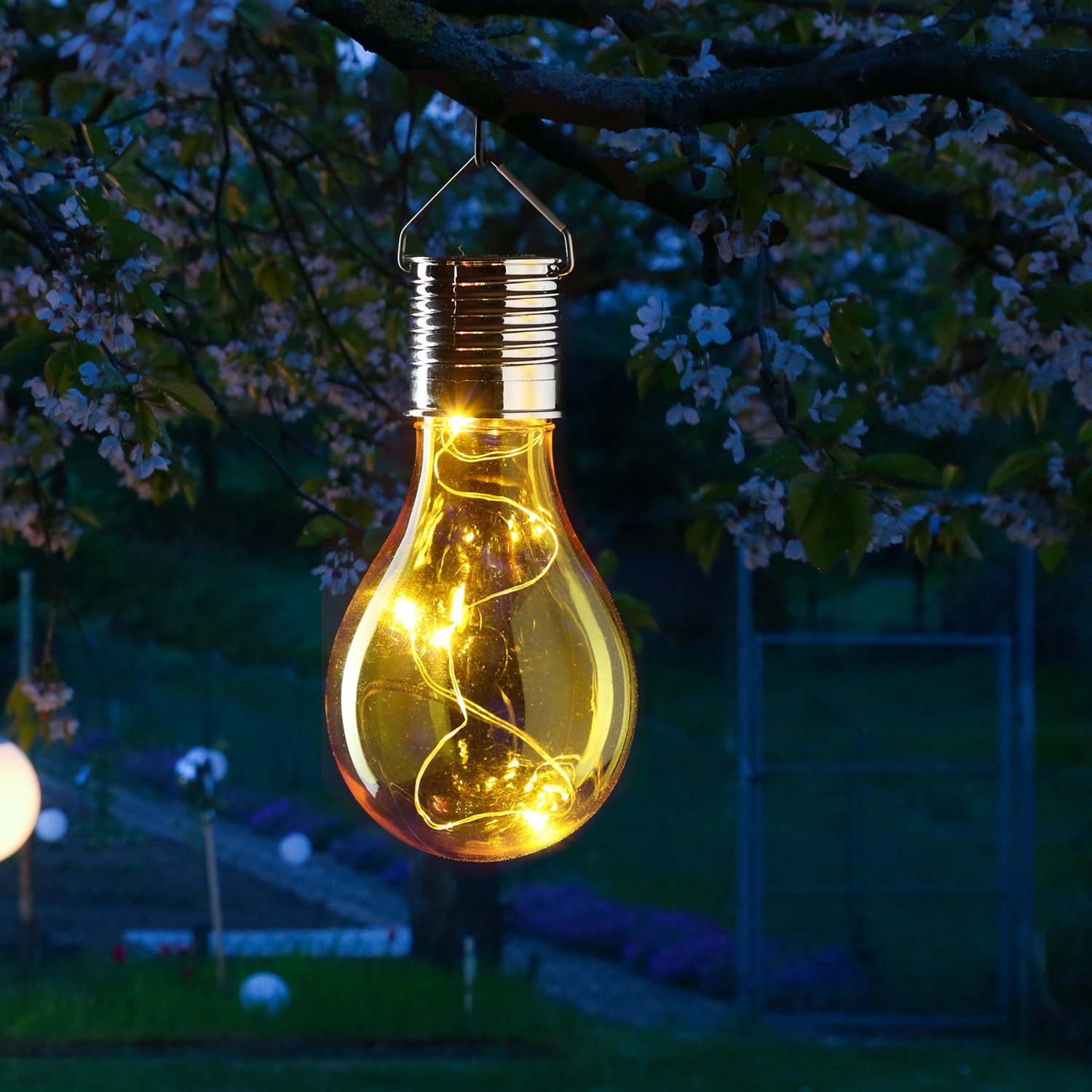 MARELIDA Dekolicht »LED Solar Glühbirne mit Drahtlichterkette hängend  Garten Terrasse Balkon gelb« online kaufen | OTTO