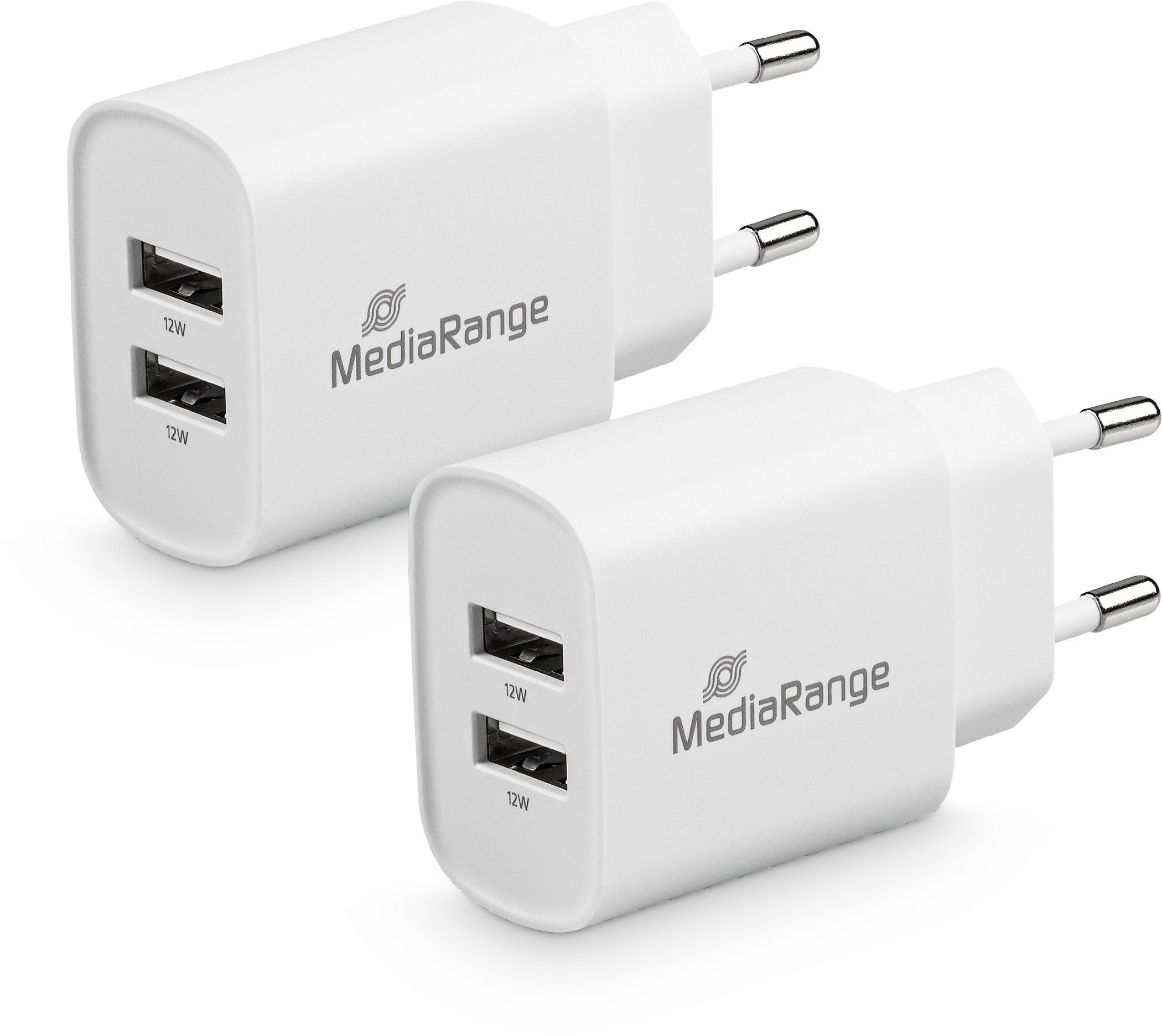 Ladegerät Power Adapter 12 Watt 2x USB-A für 2 Geräte weiß USB-Ladegerät