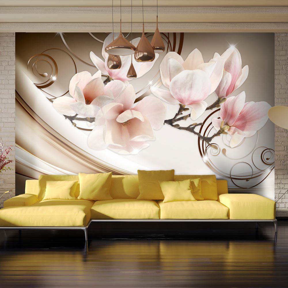 KUNSTLOFT Vliestapete Waves of Magnolia 1x0.7 m, halb-matt, lichtbeständige Design Tapete